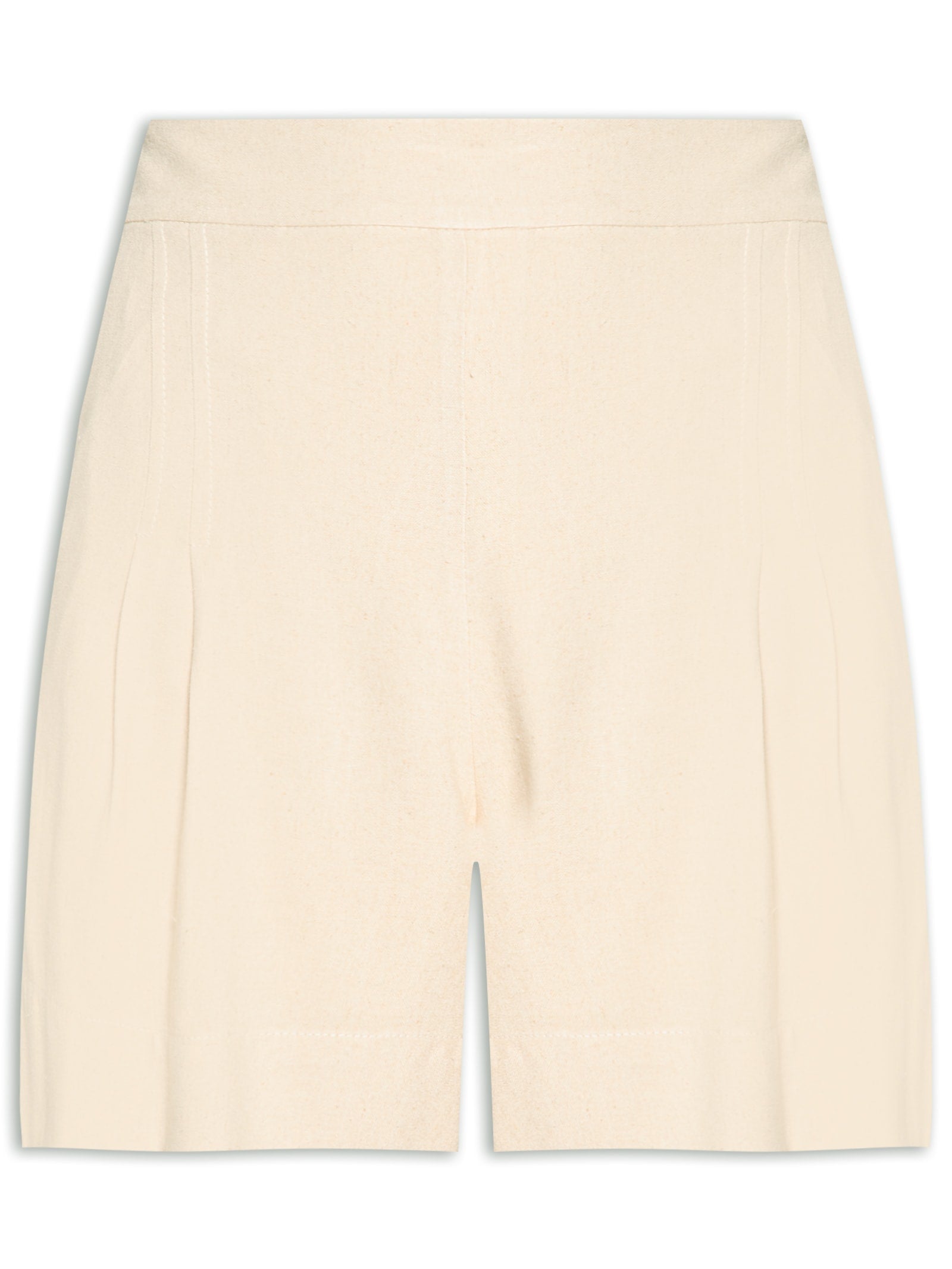 Bermuda Feminina Linho Pregas - Bege