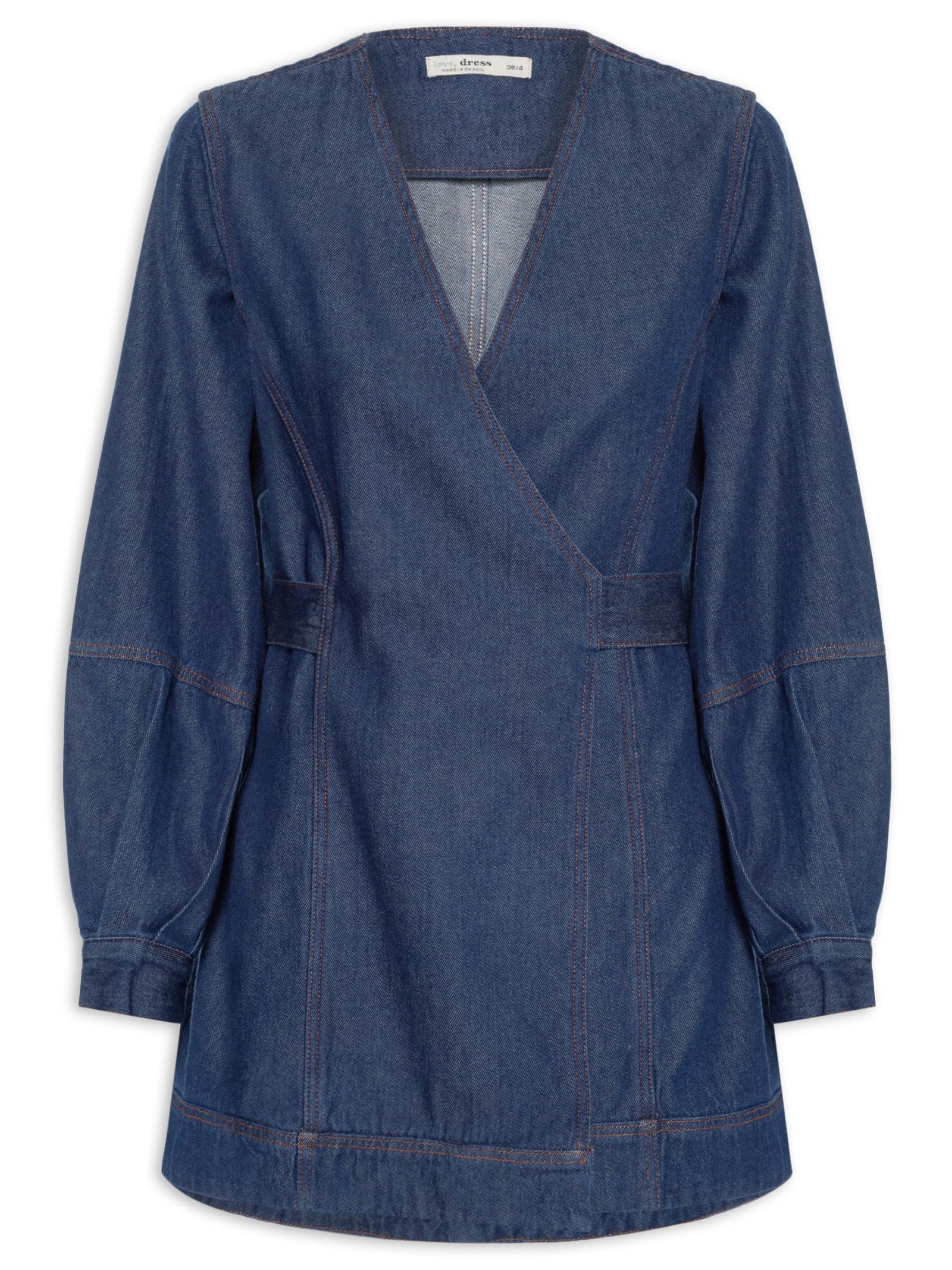 Vestido Jeans Manga - Azul