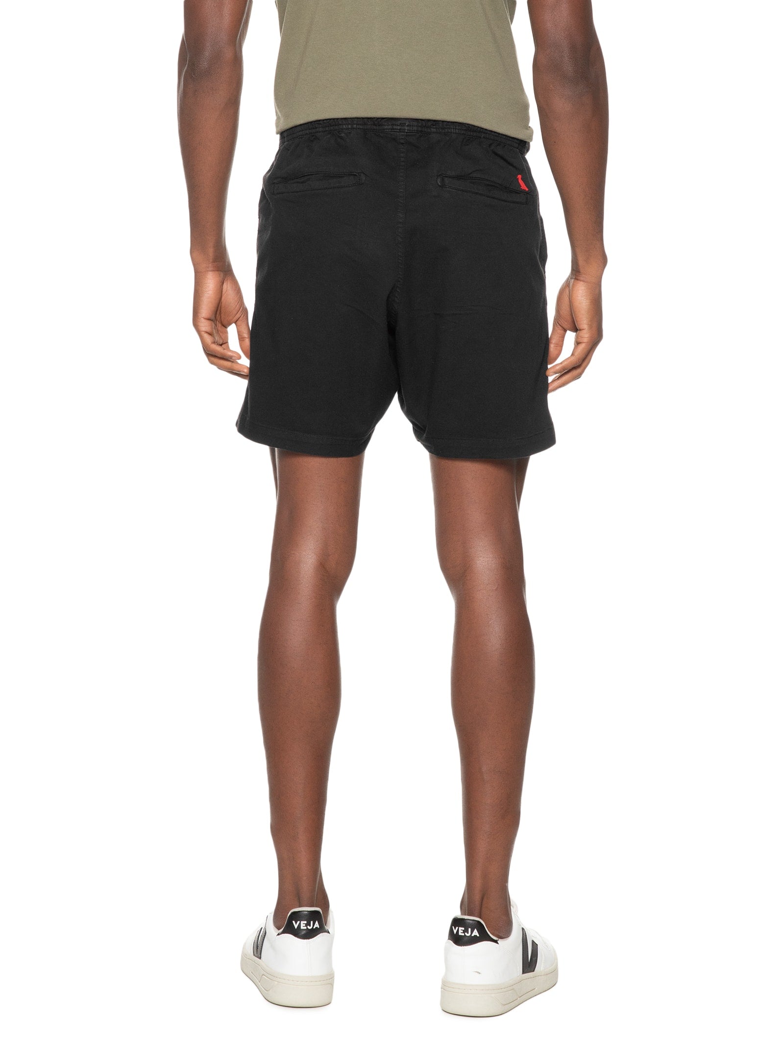 Short Masculino Chino Com Fivela Em Sarja Com Elástico - Preto - Imagem 4