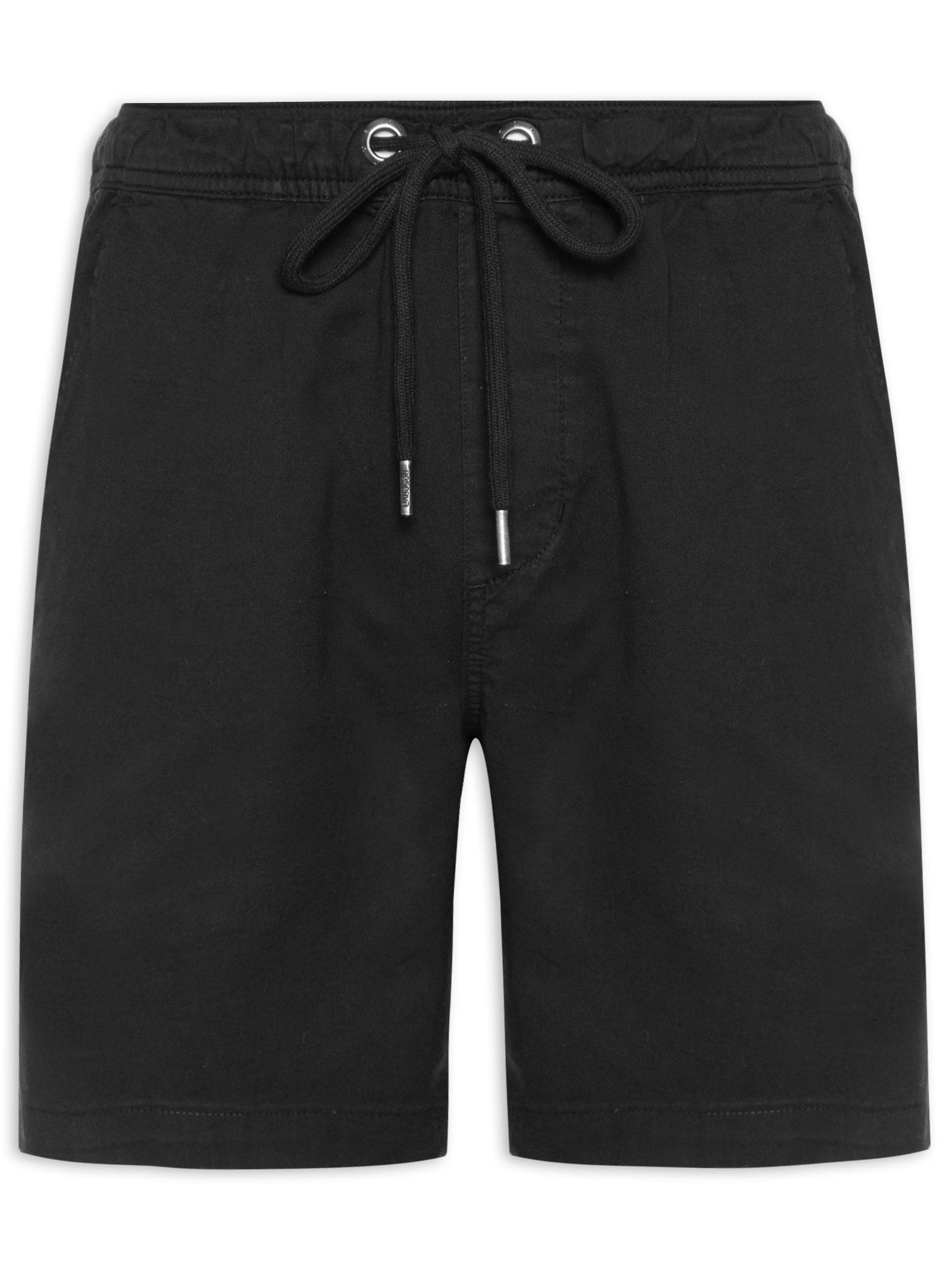 Short Masculino Chino Com Fivela Em Sarja Com Elástico - Preto