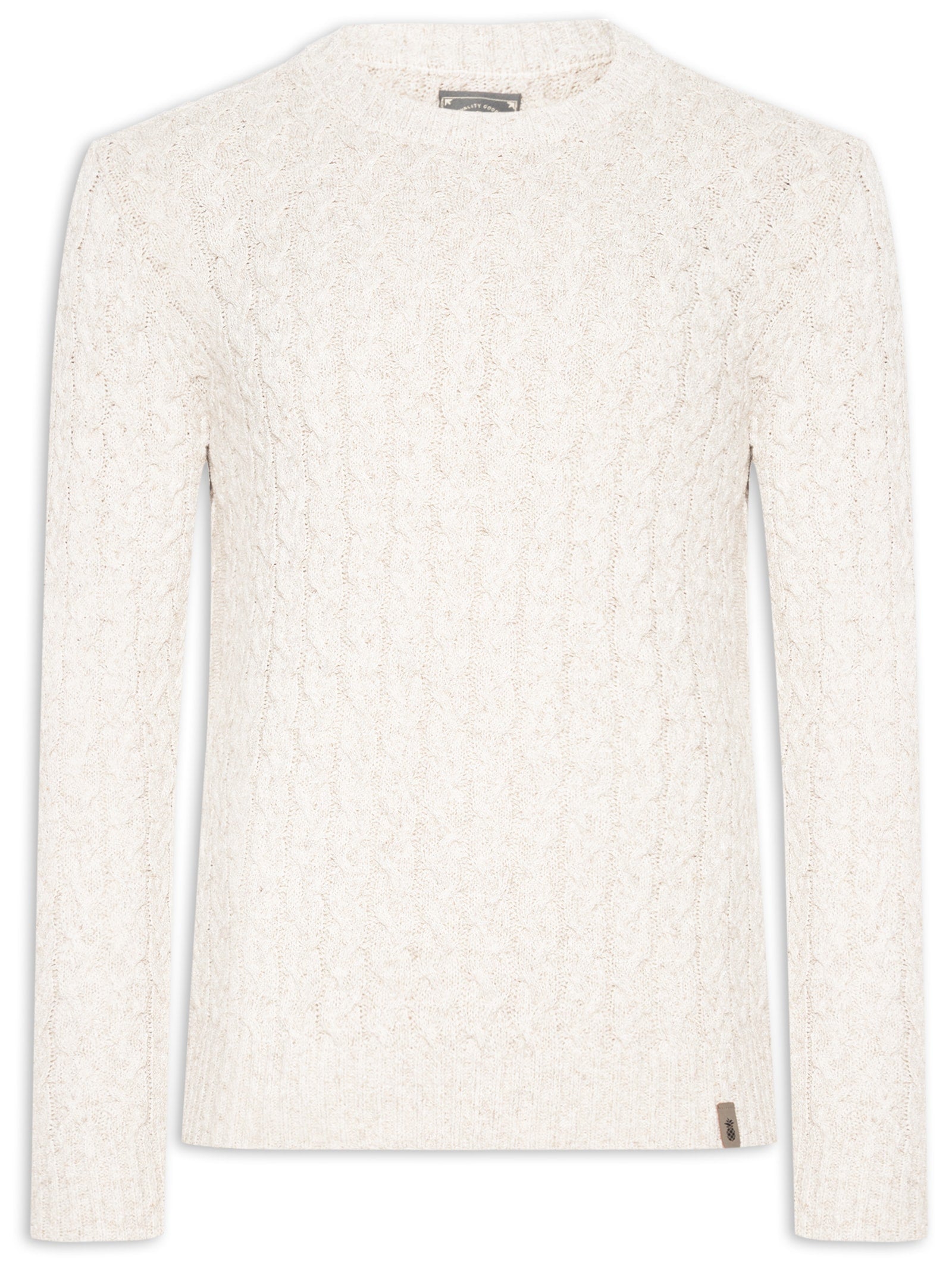 Suéter Masculino Básico Regular Fit em Tricot de Algodão - Bege