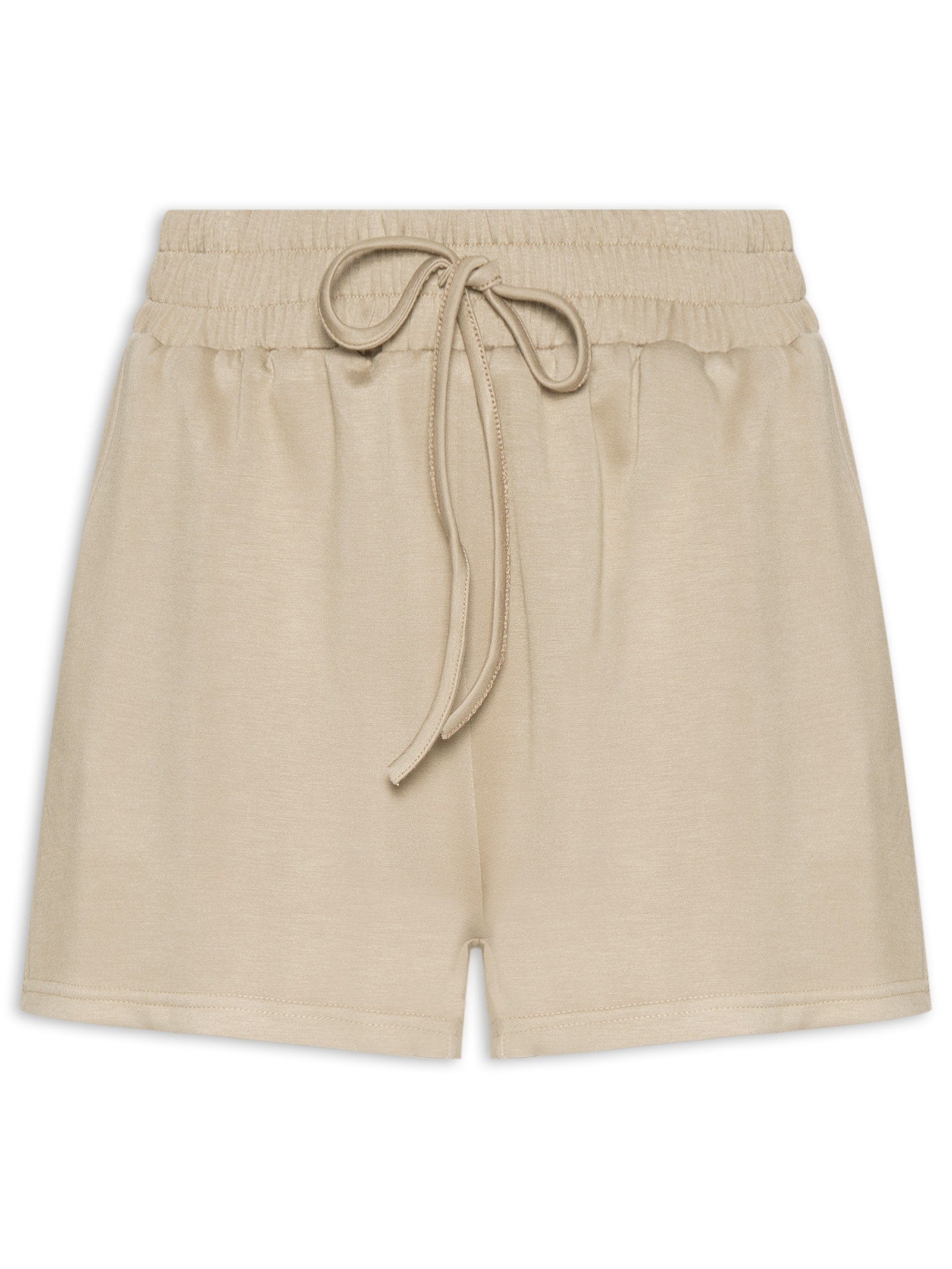 Short Feminino Cós Elástico Textura - Bege