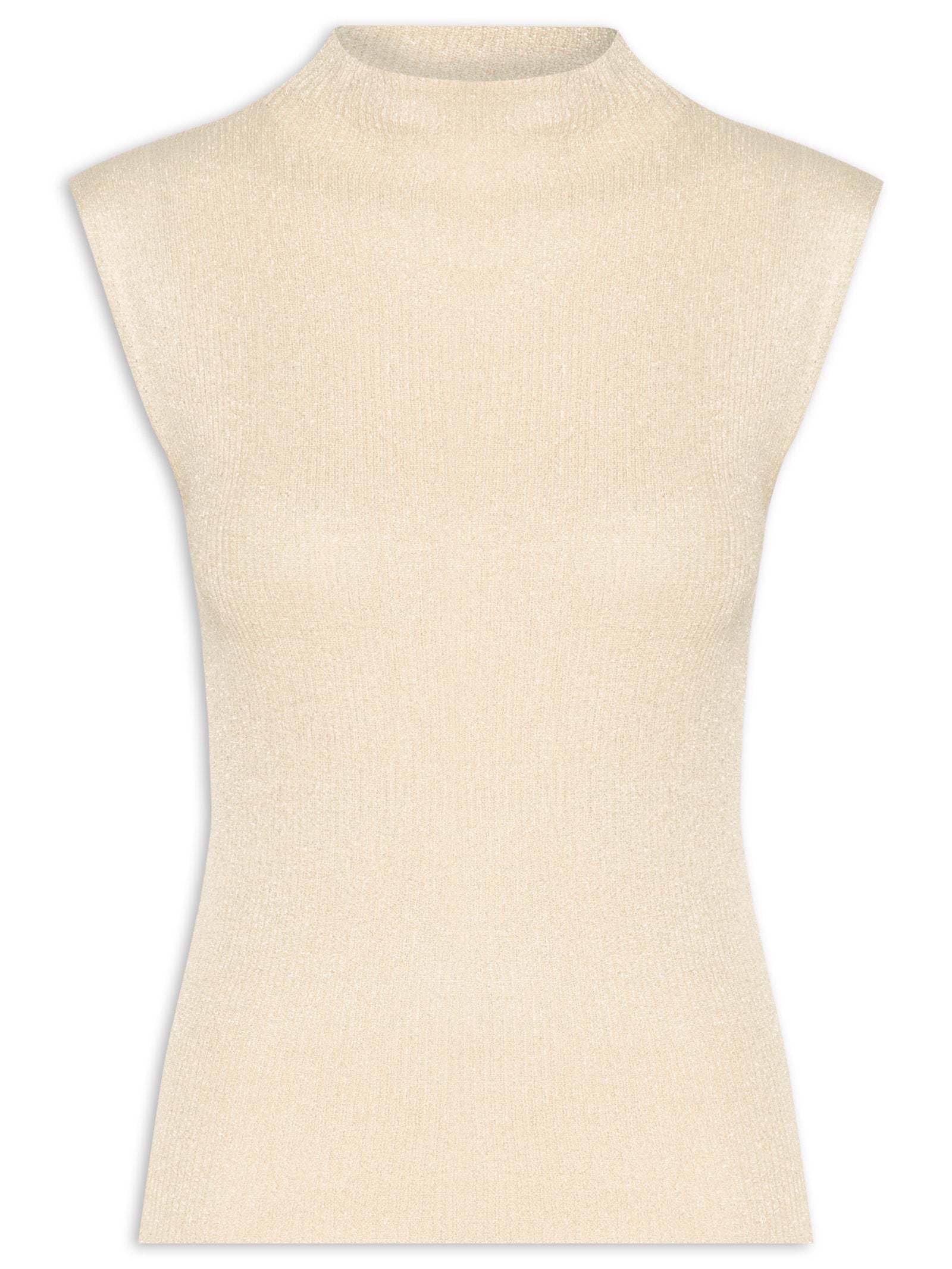 Blusa Feminina com Manga Longa Canelado de Tricot - Bege