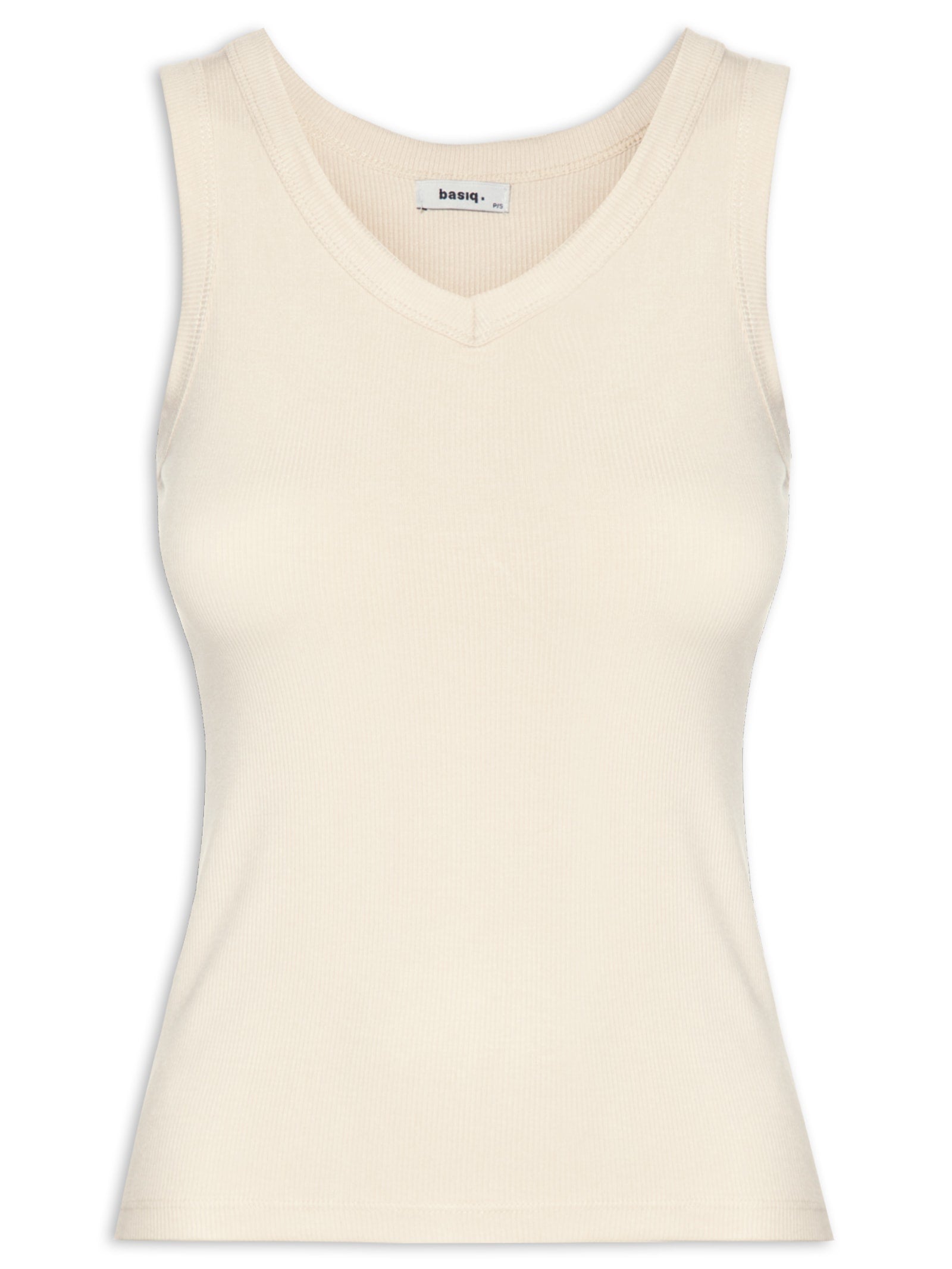 Blusa Feminina Tricot Básica Decote V Manga Longa - Bege