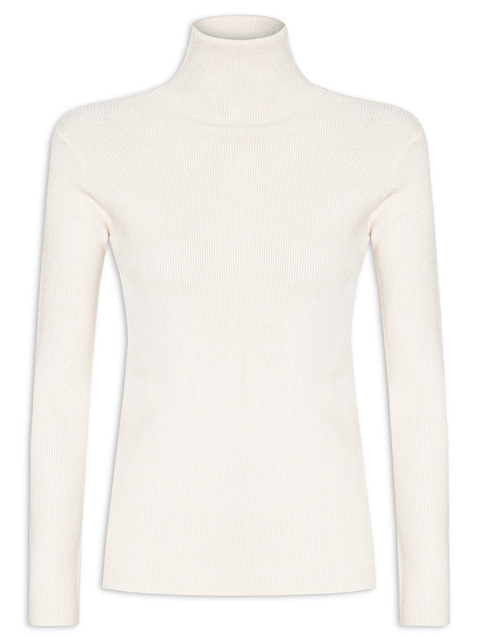 Blusa Feminina Gola Alta Em Tricot - Off White