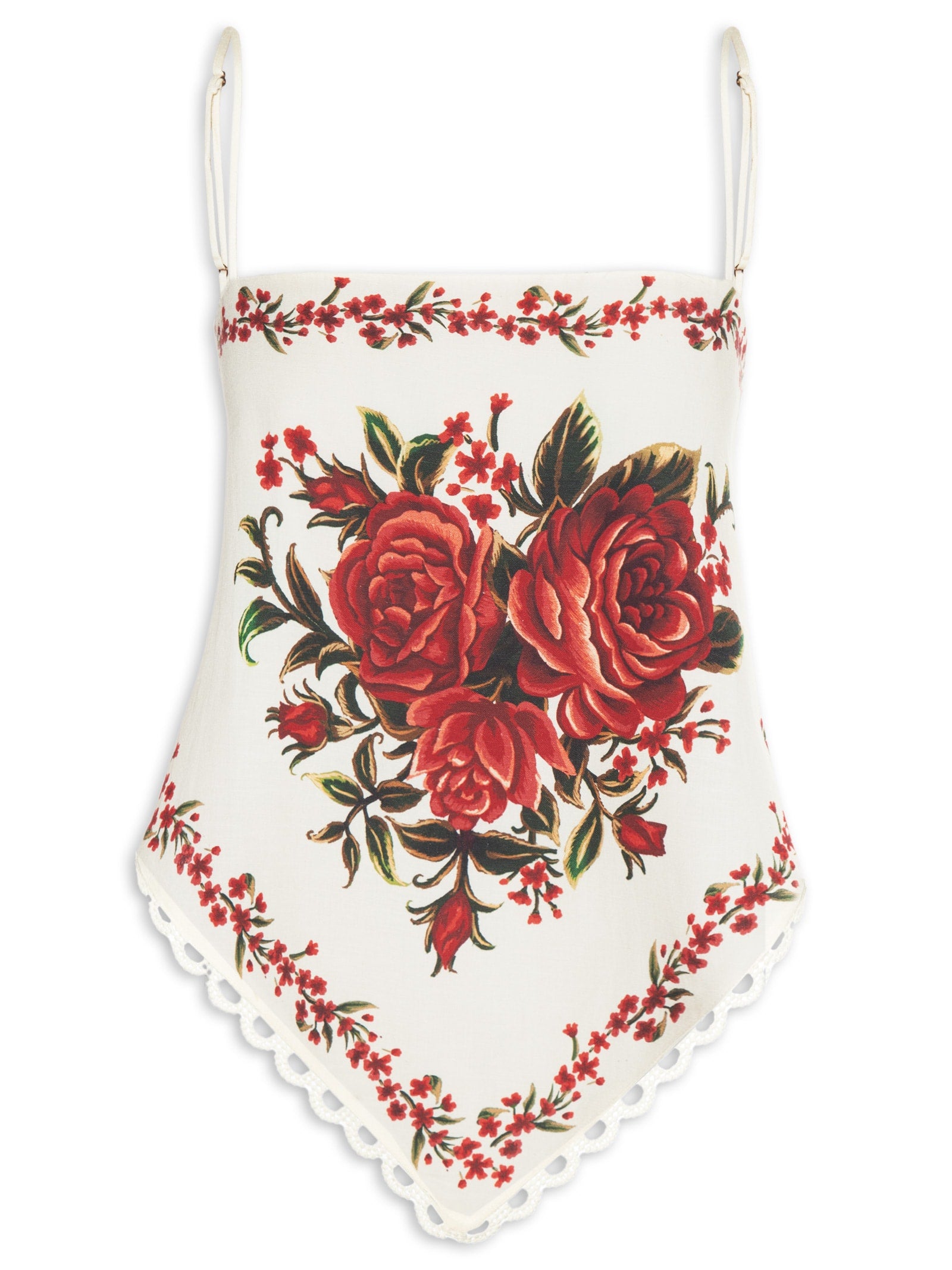 Blusa Feminina Alcinha Jardim Chintz Lenço - Off White