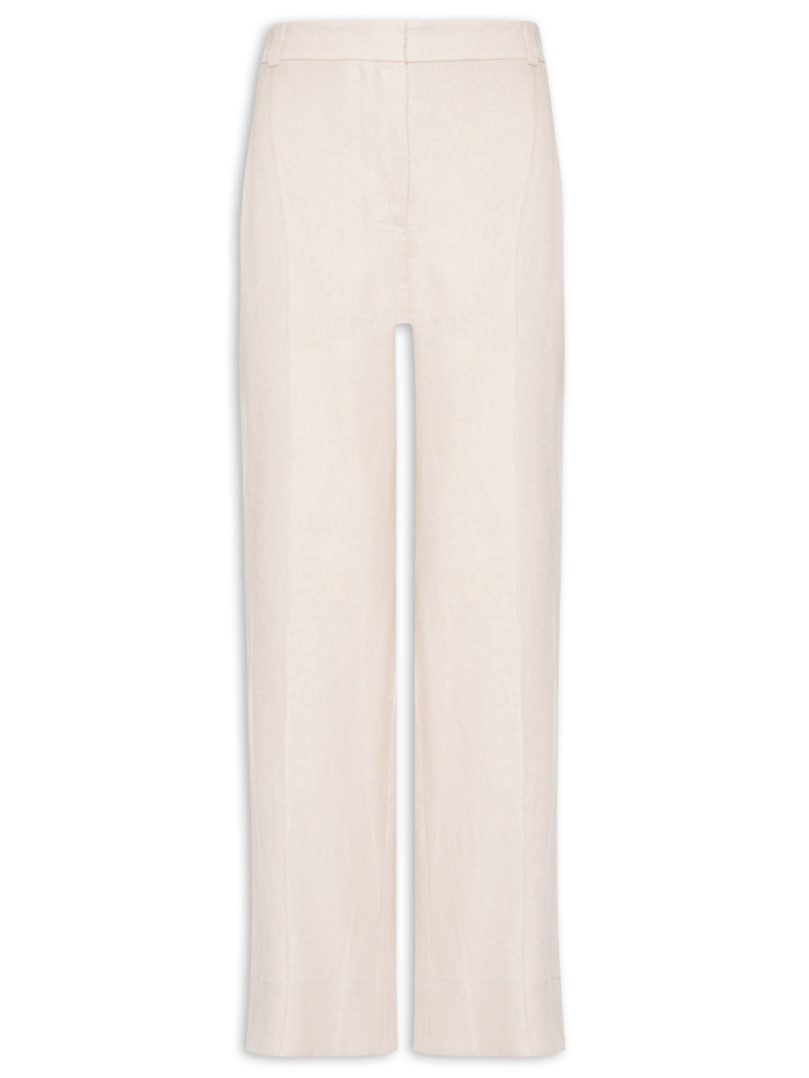 Calça Feminina Alfaiataria Linho Bolso Frontal - Bege