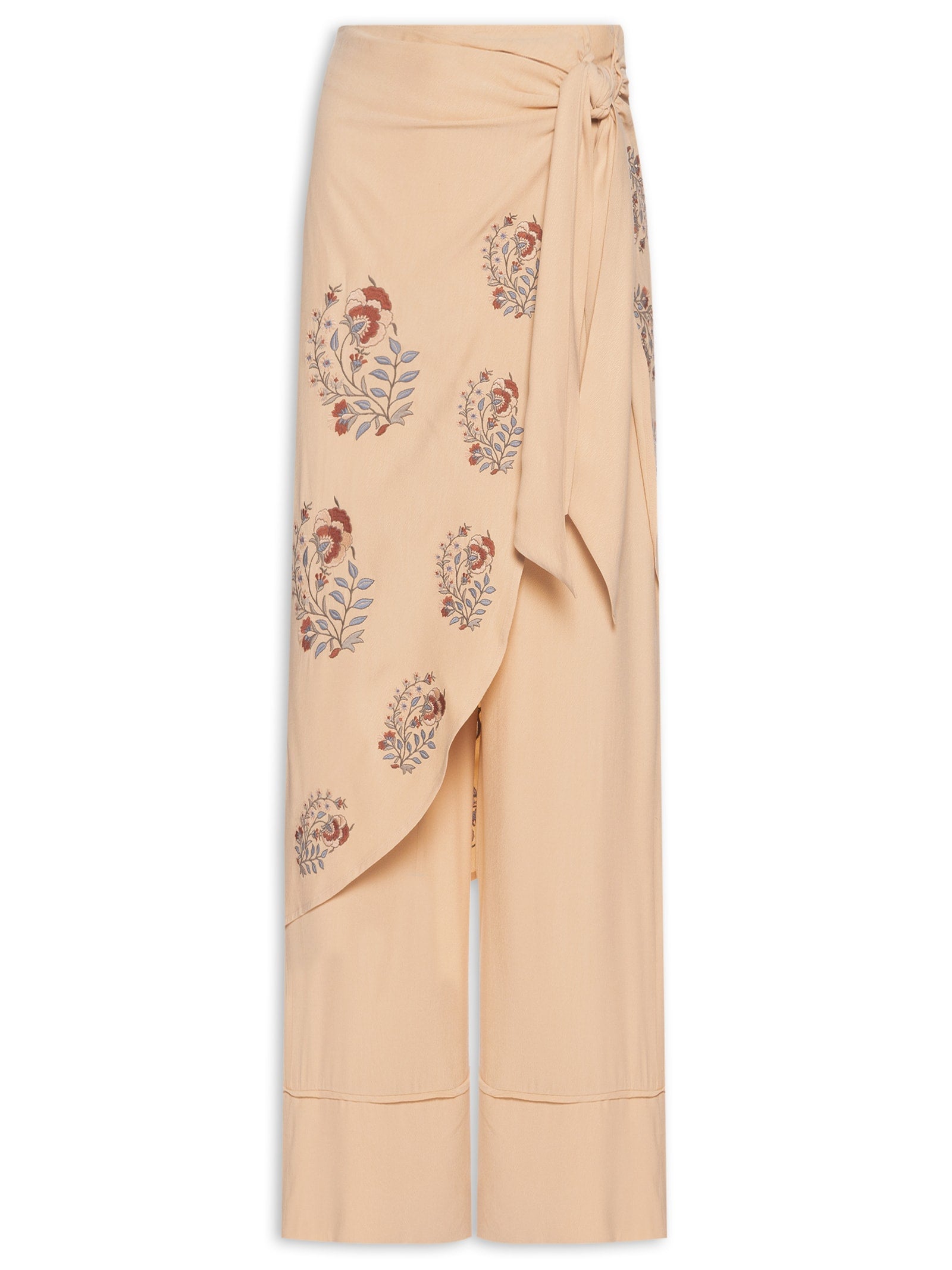 Calça Feminina Bordado Flor Retro - Azul