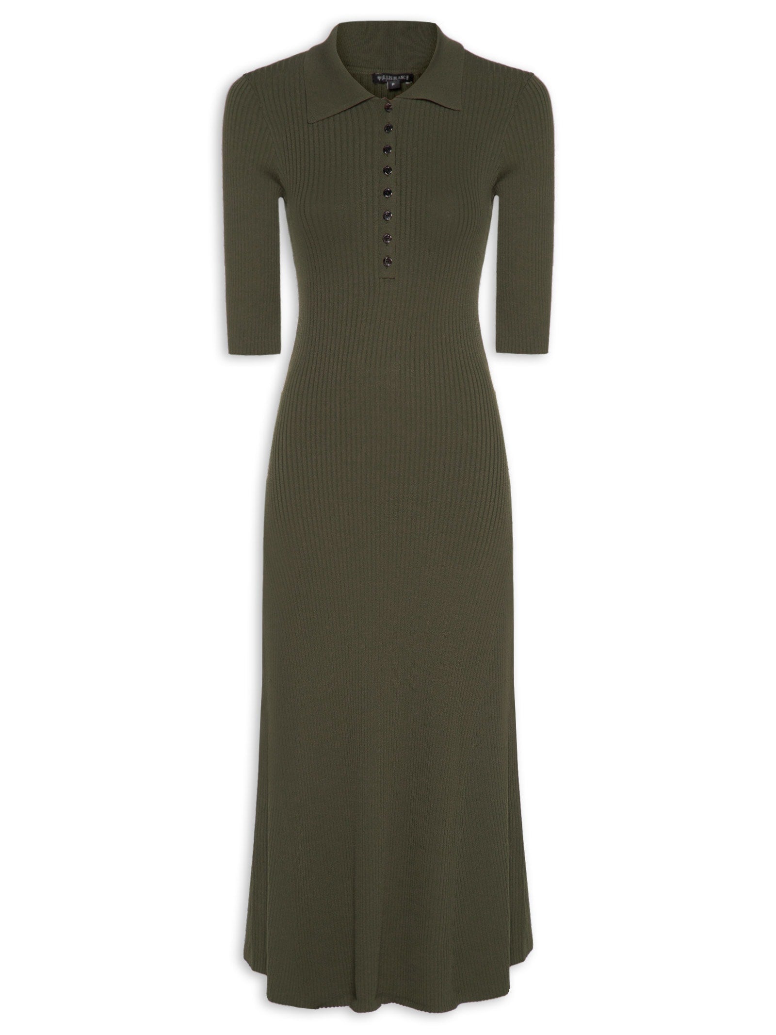 Vestido Com Gola Polo - Verde