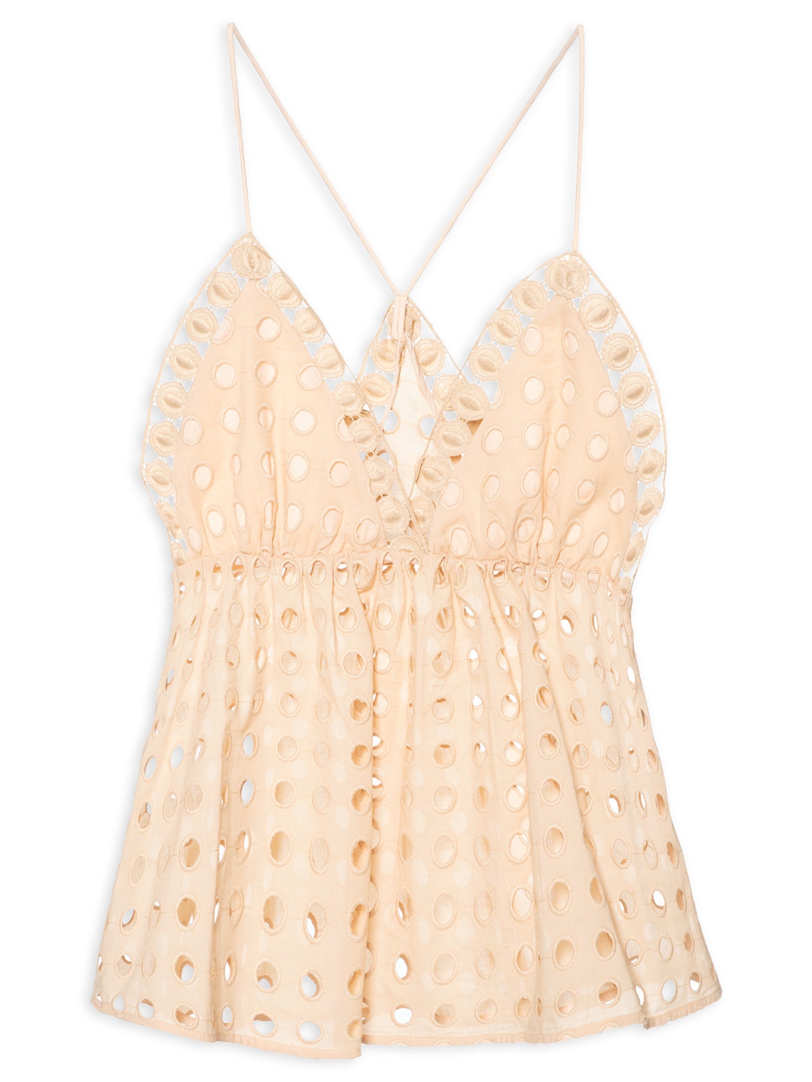 Regata Feminina De Tricot Com Decote Reto - Bege