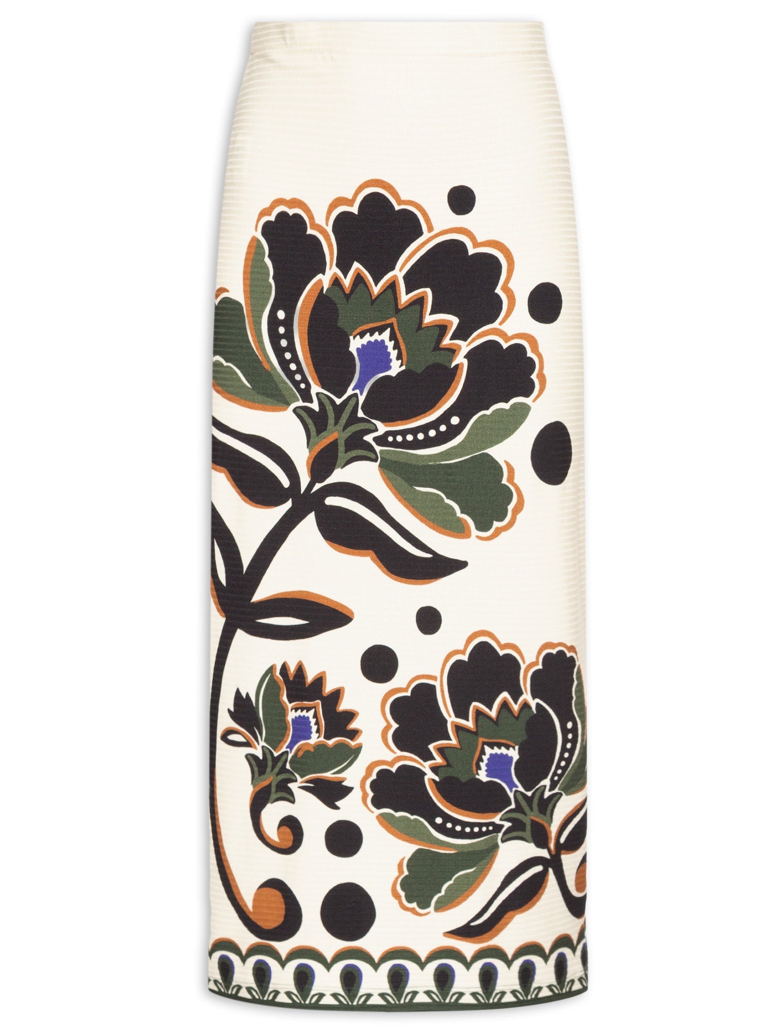 Saia Midi Reta Floral - Preto