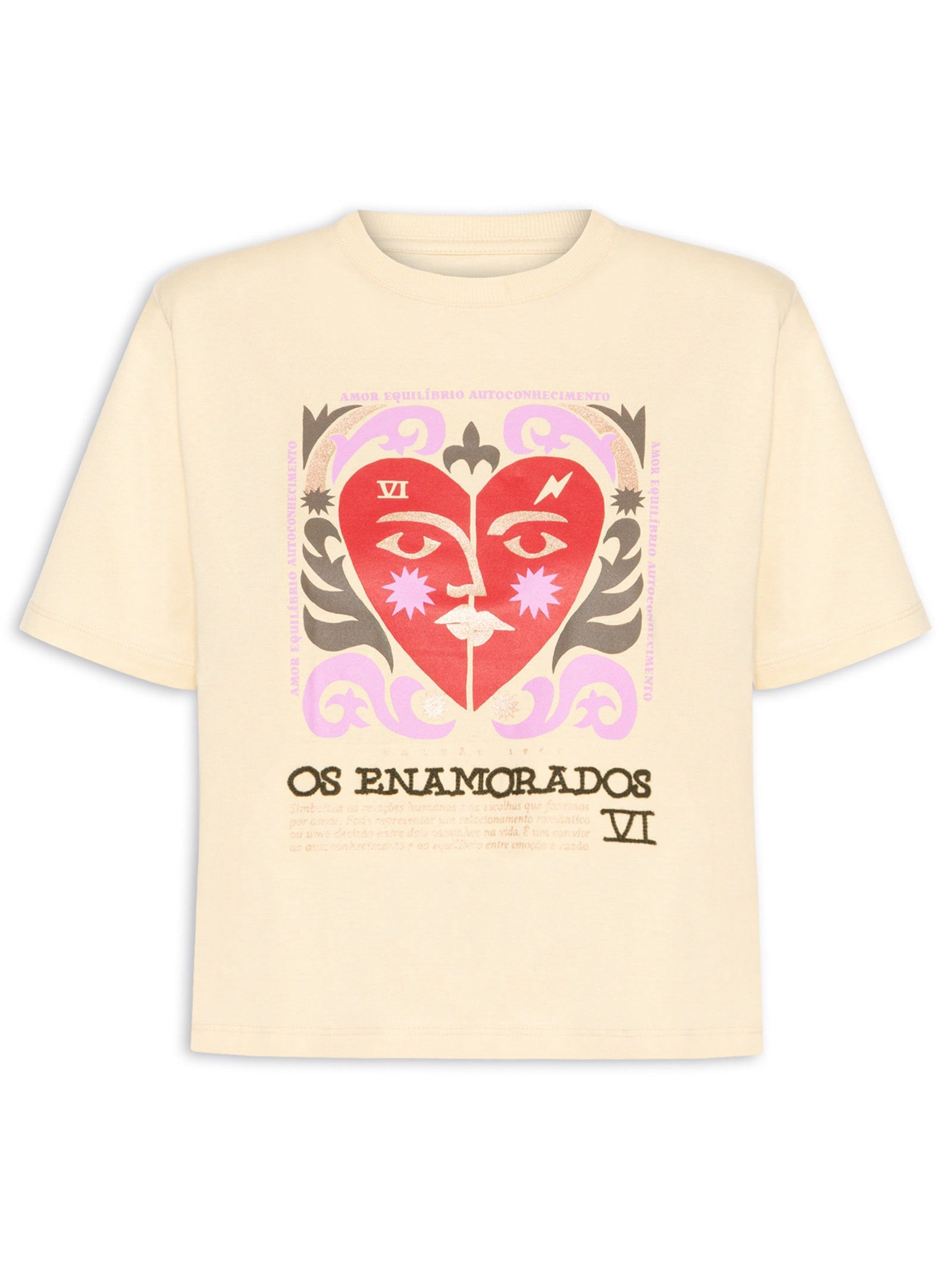 Camiseta Feminina Box Enamorados Bordada - Marrom