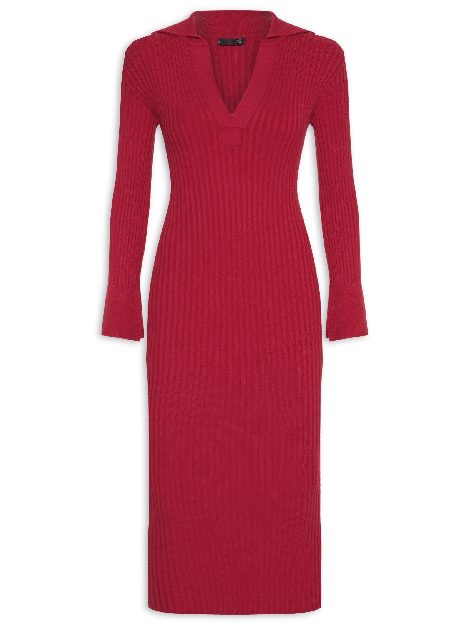 Vestido Com Gola Polo Em Tricot - Marrom