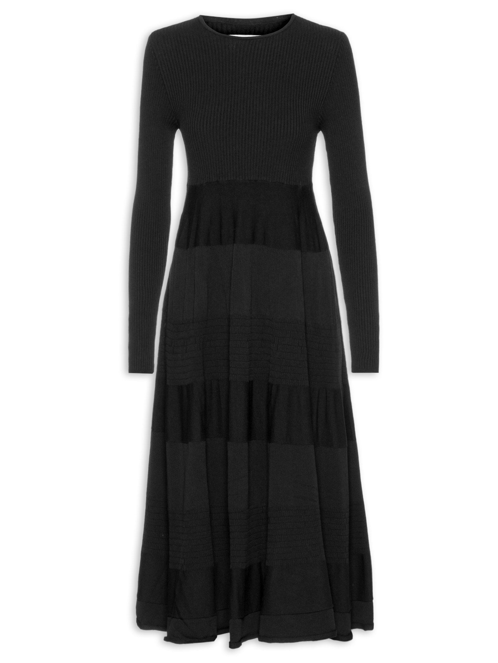 Vestido Camiseta Básico Floral Belle - Preto