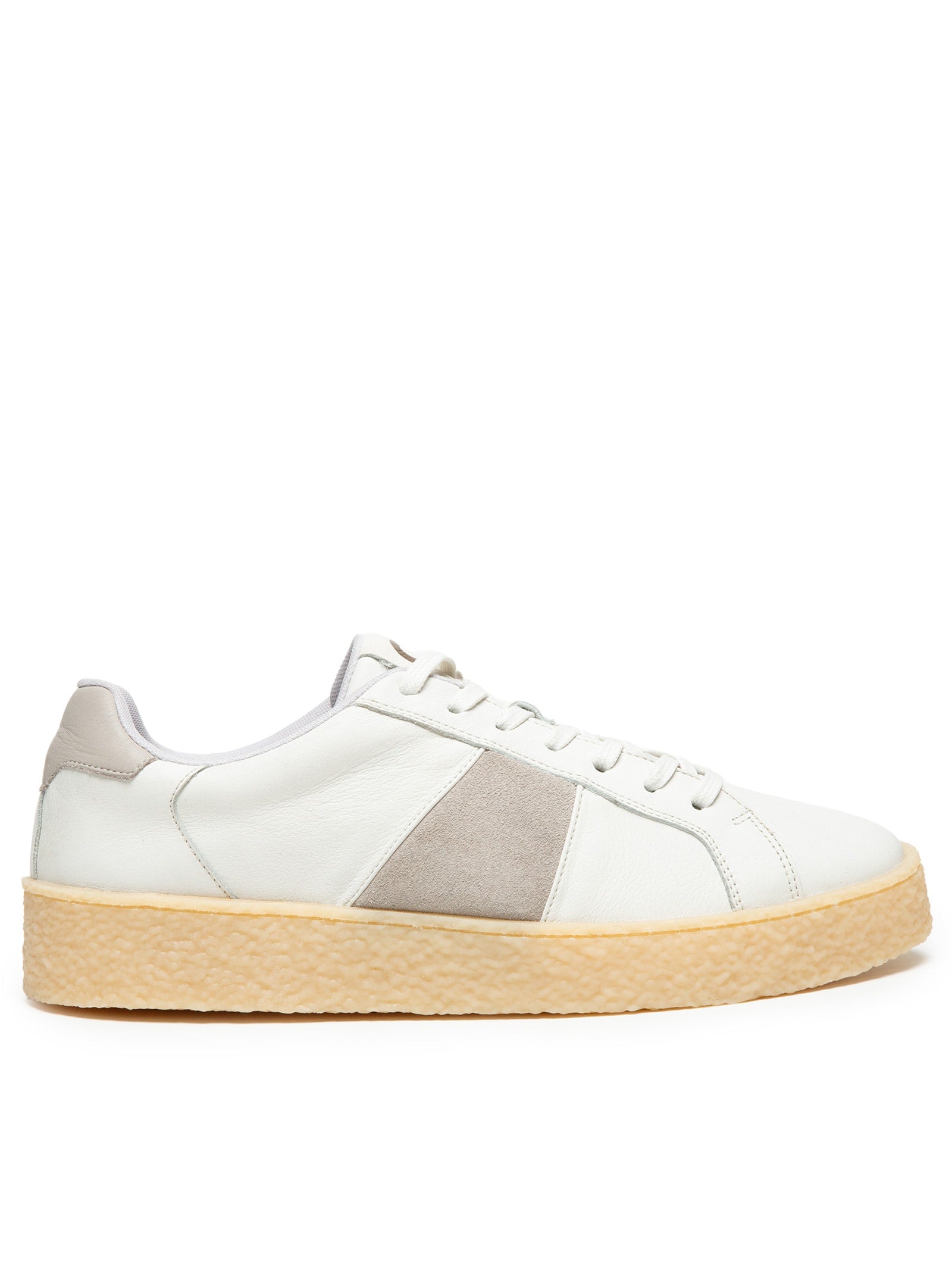 Tênis Masculino Em Couro Com Detalhes - Off White