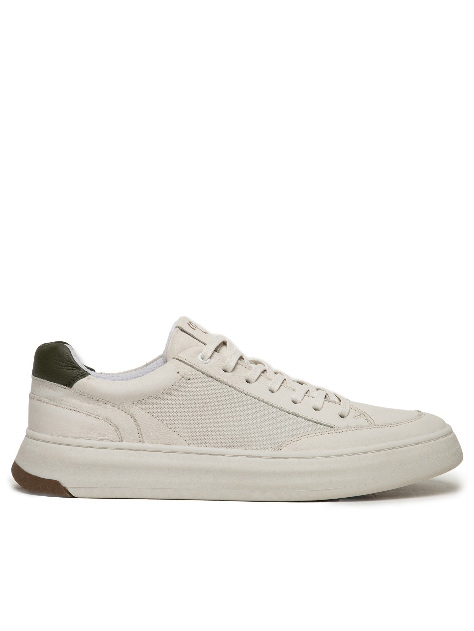 Tênis Masculino Em Camurça Com Detalhes De Couro - Off White