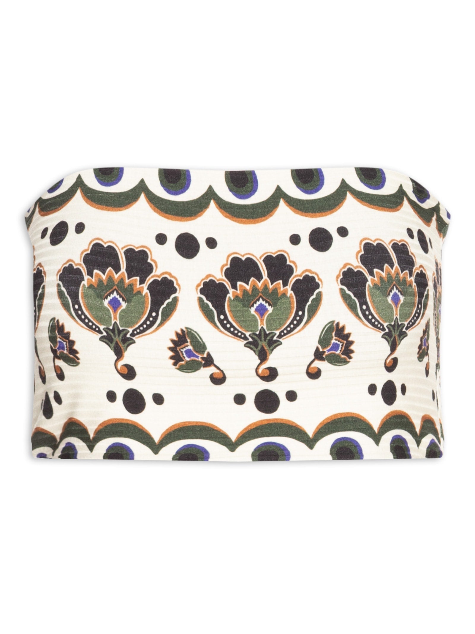 Saia Midi Reta Floral Arabasque - Bege