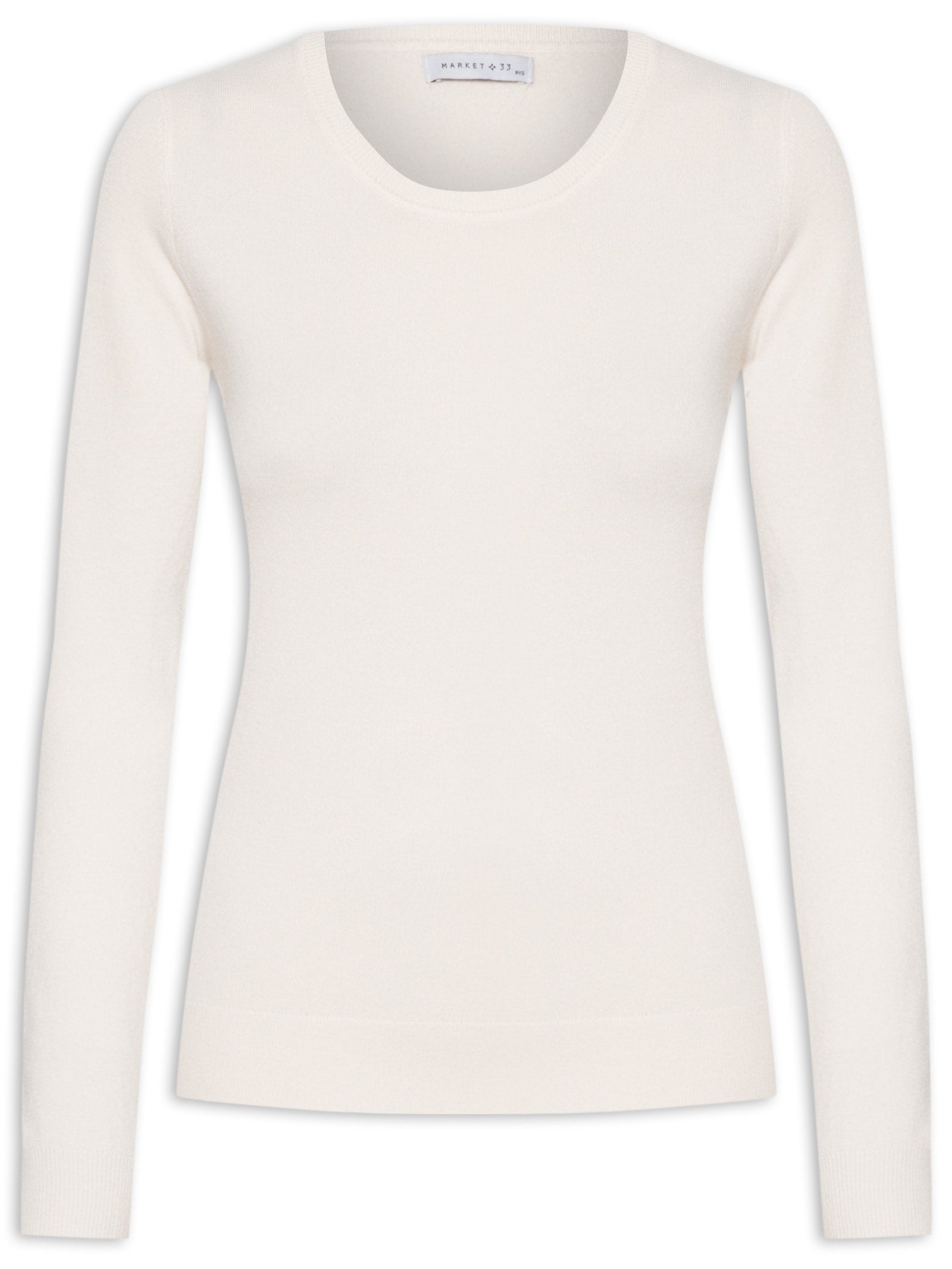 Blusa Feminina Cropped Em Tricot Com Manga Longa - Off White