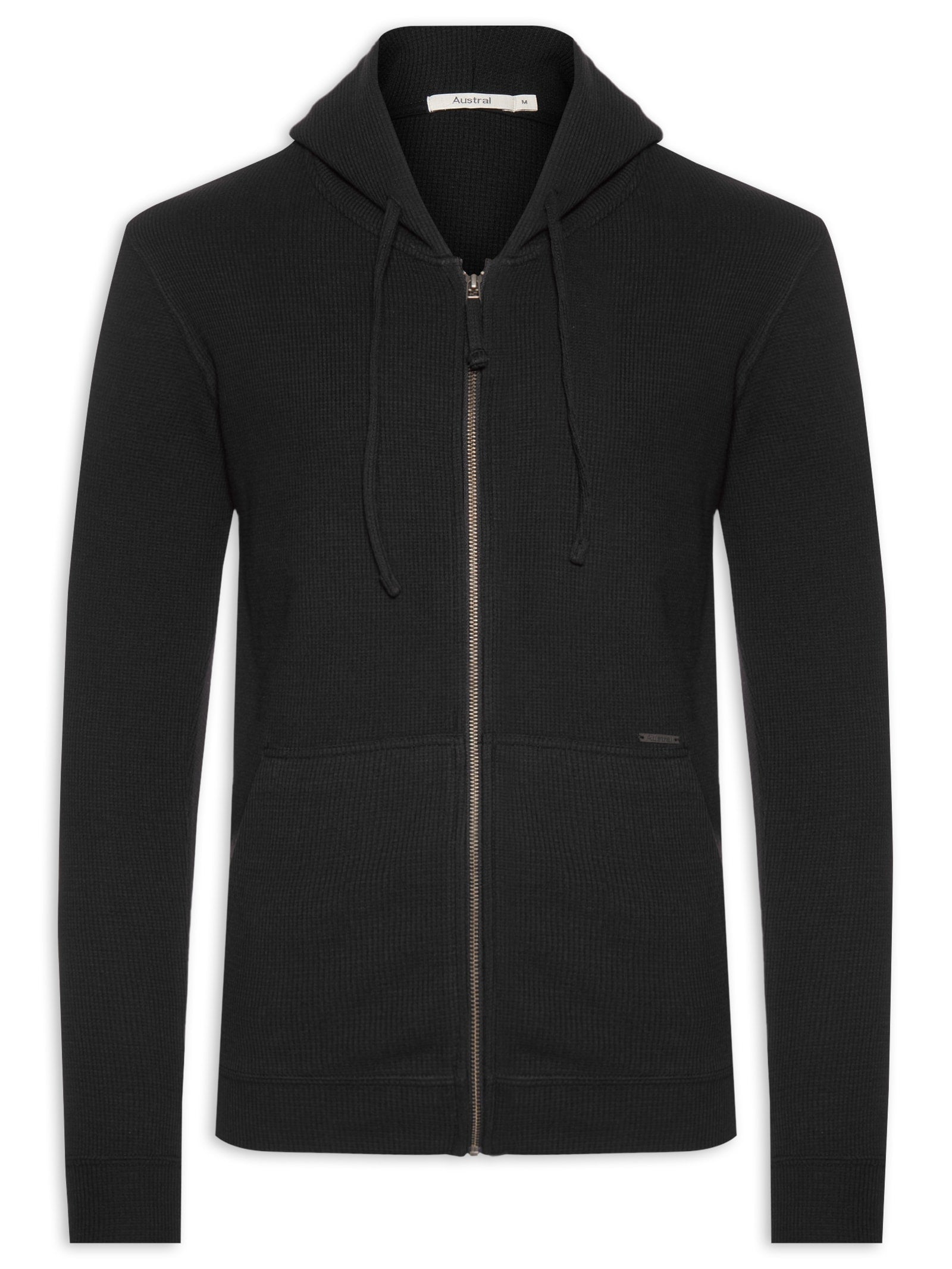 Blusa Masculina Gola Alta Meio Zíper Moletom Felpado - Preto