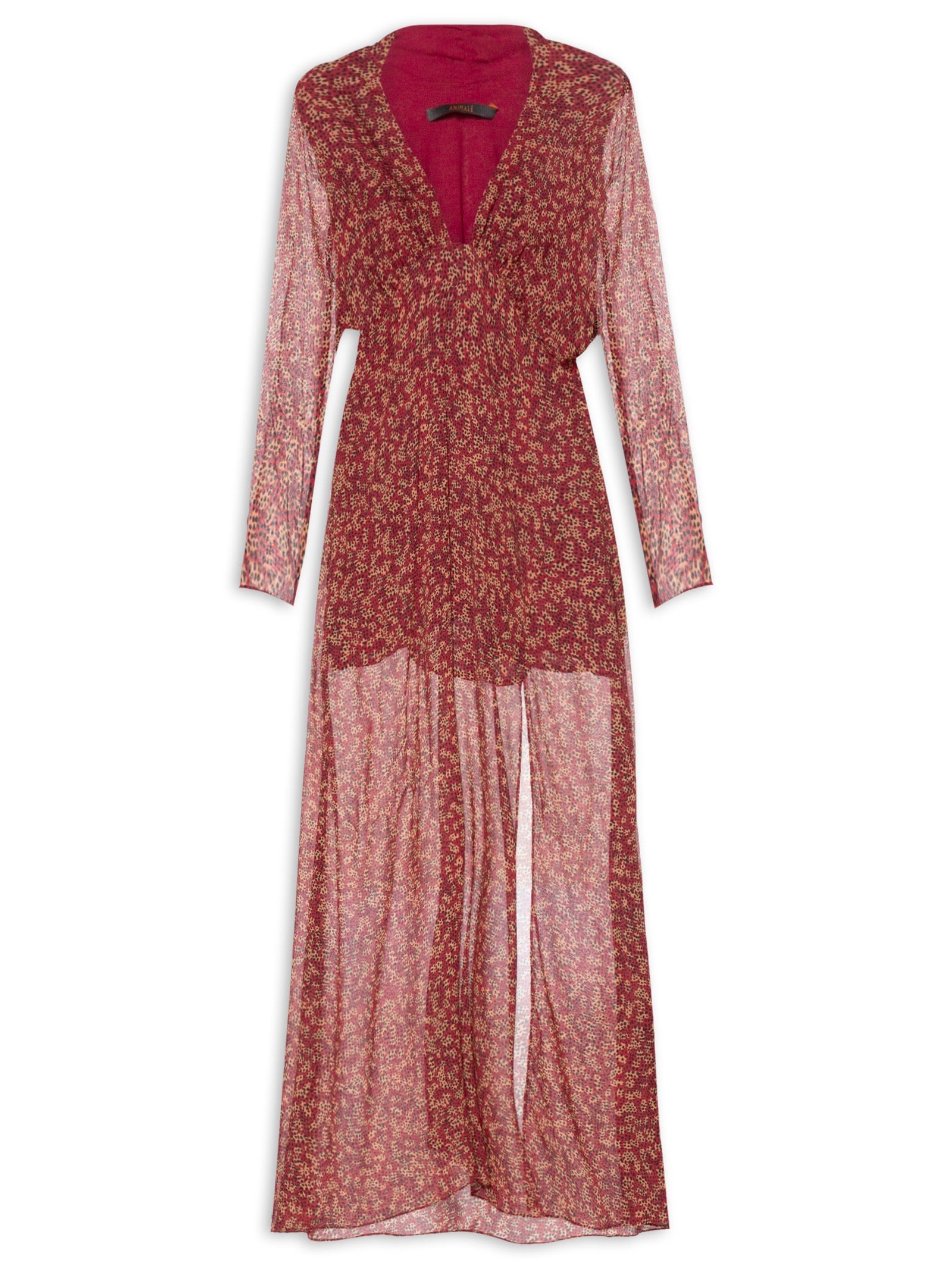 Blusa Feminina Gola Babado Onça Retícula - Vermelho