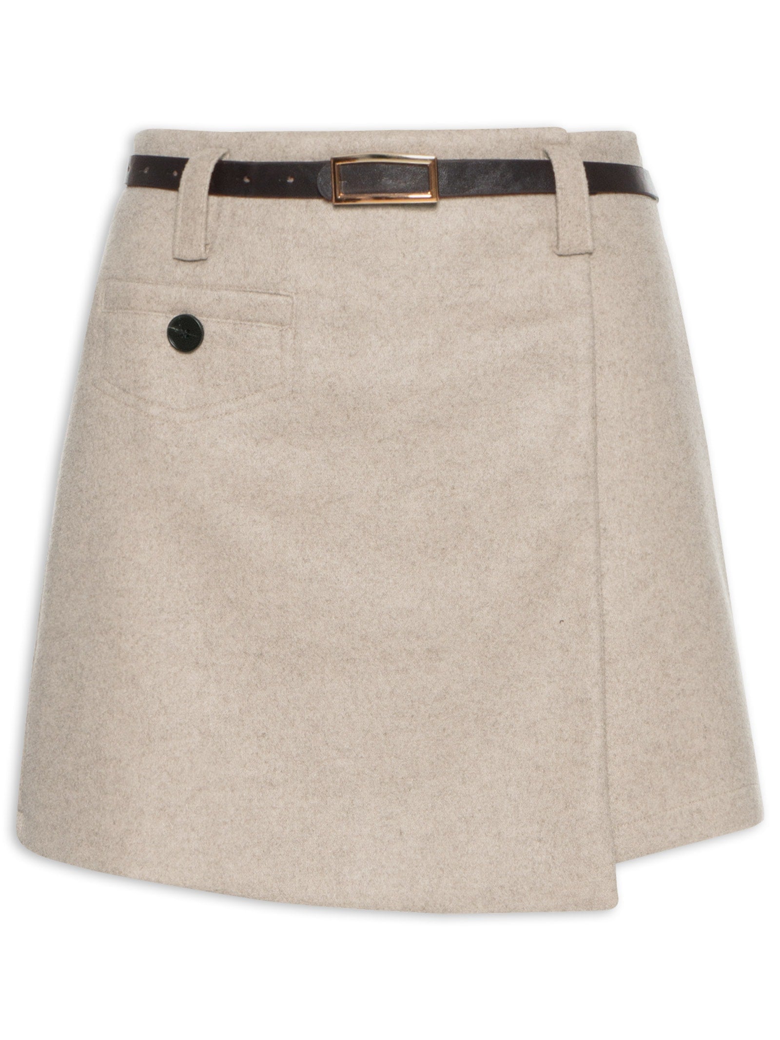 Saia Mini Com Cinto Removível - Bege