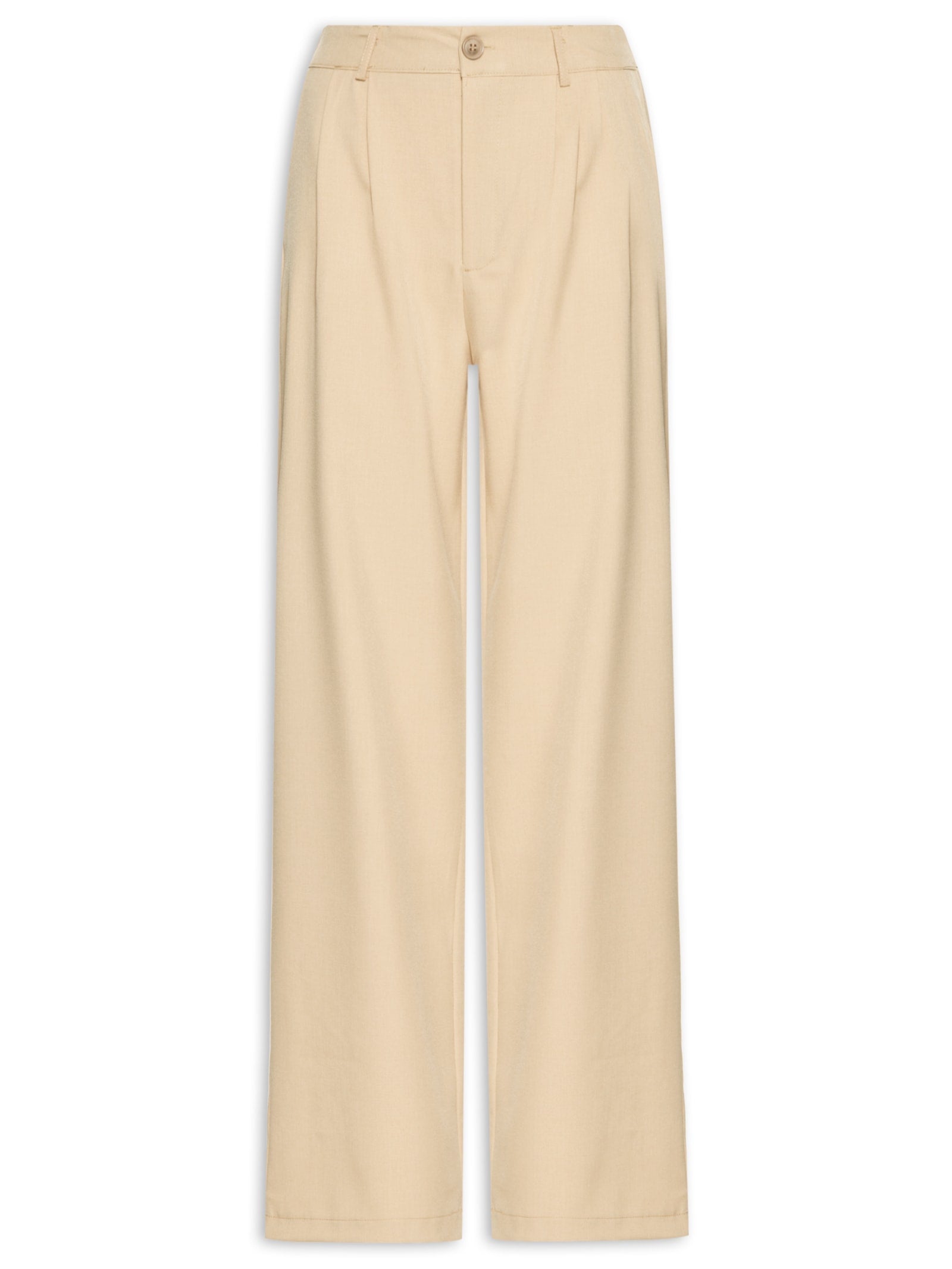 Calça Feminina Com Pregas Alfaiataria Highline - Bege