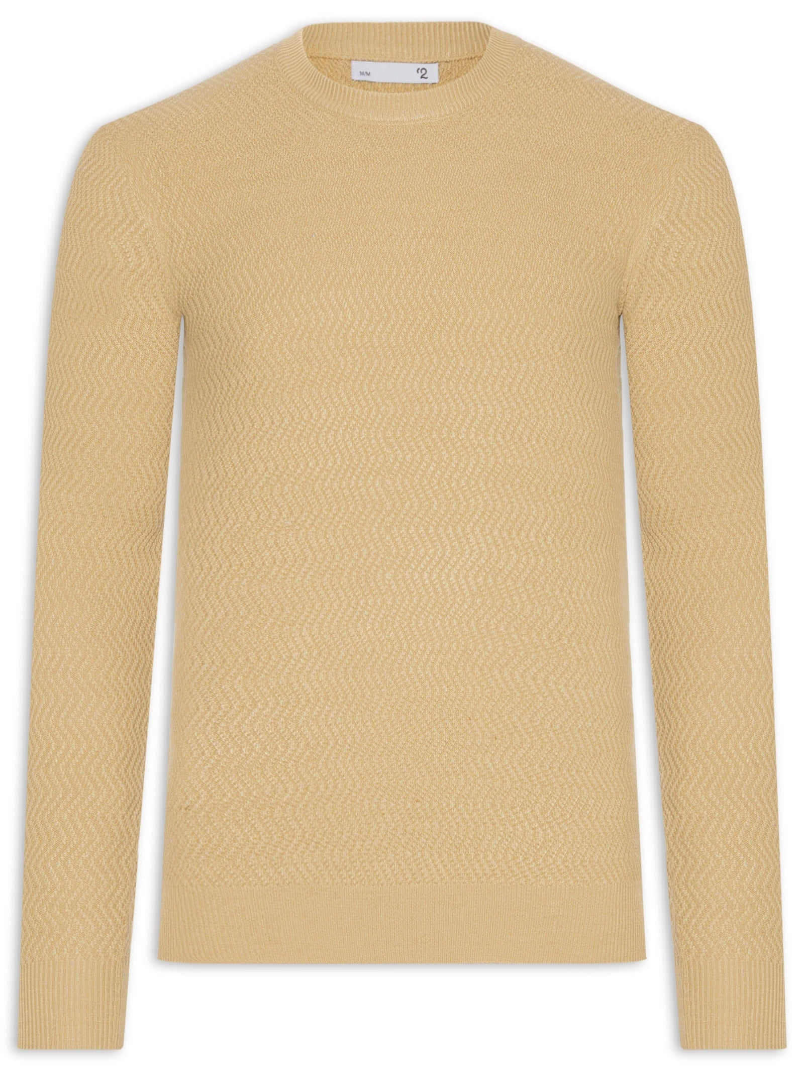 Suéter Masculino Gola Redonda Texturizada - Bege