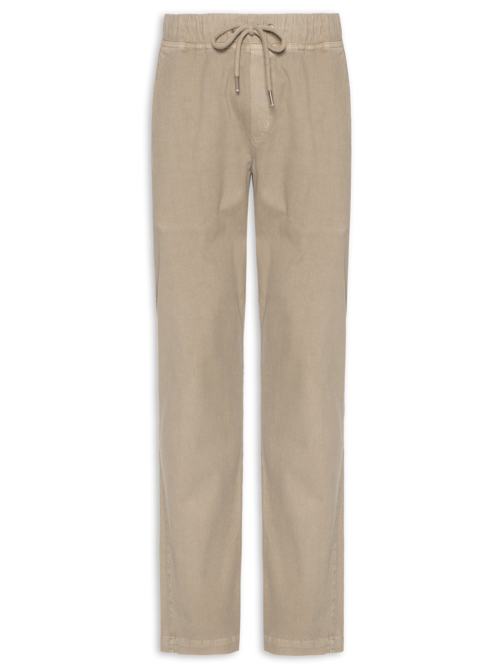 Calça Masculina Cargo Cós Elástico Em Sarja - Bege