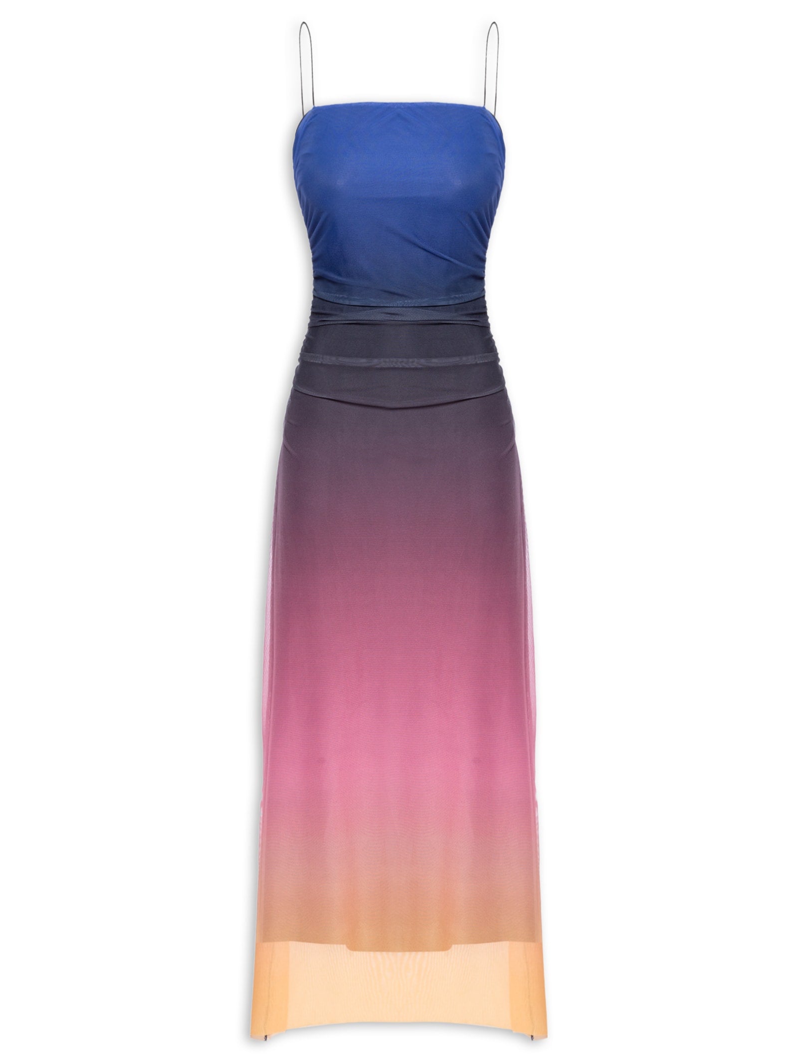 Vestido Curto Manga Longa Tule - Azul