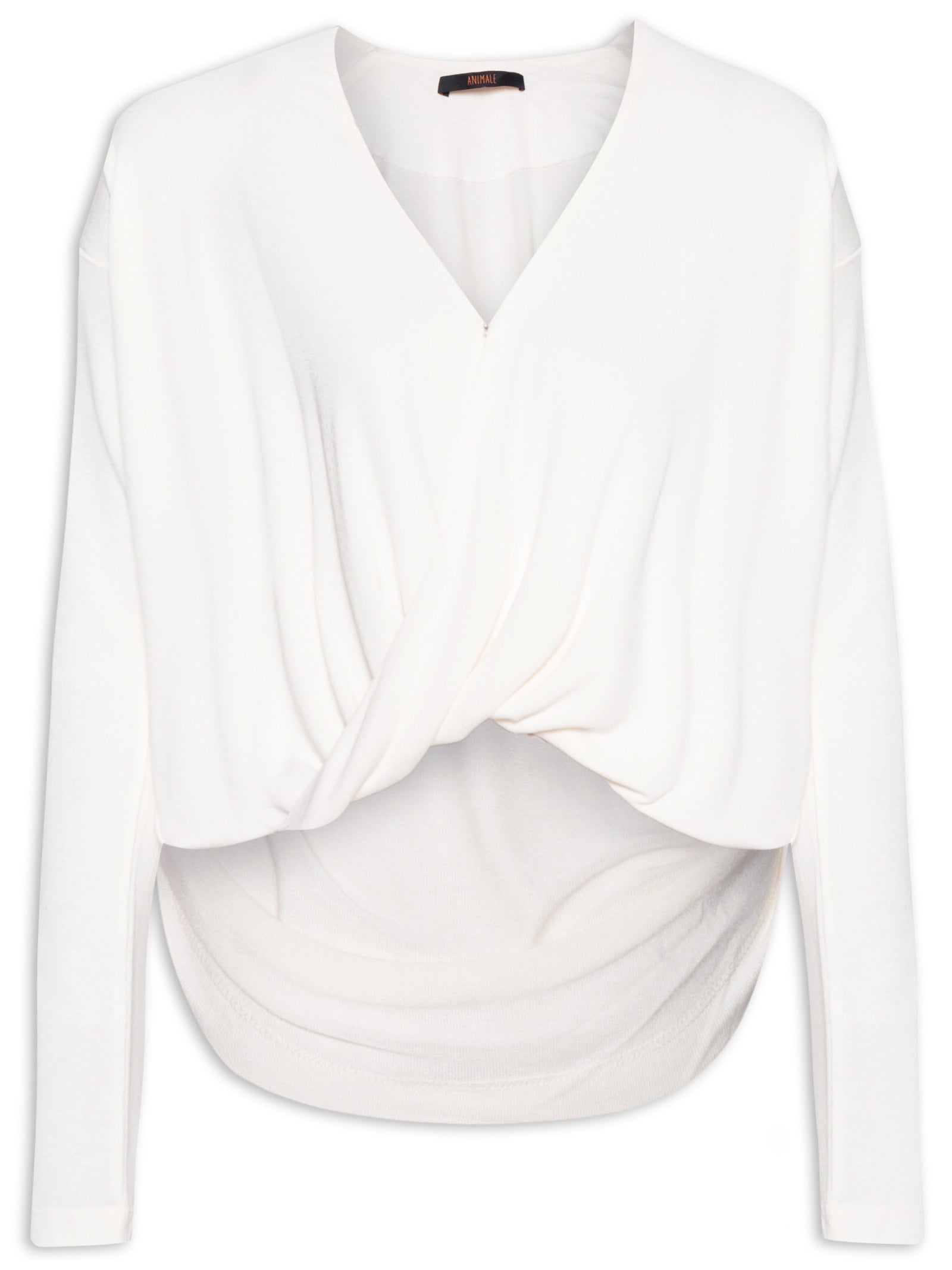 Blusa Feminina Cropped Em Tricot Com Manga Longa - Off White