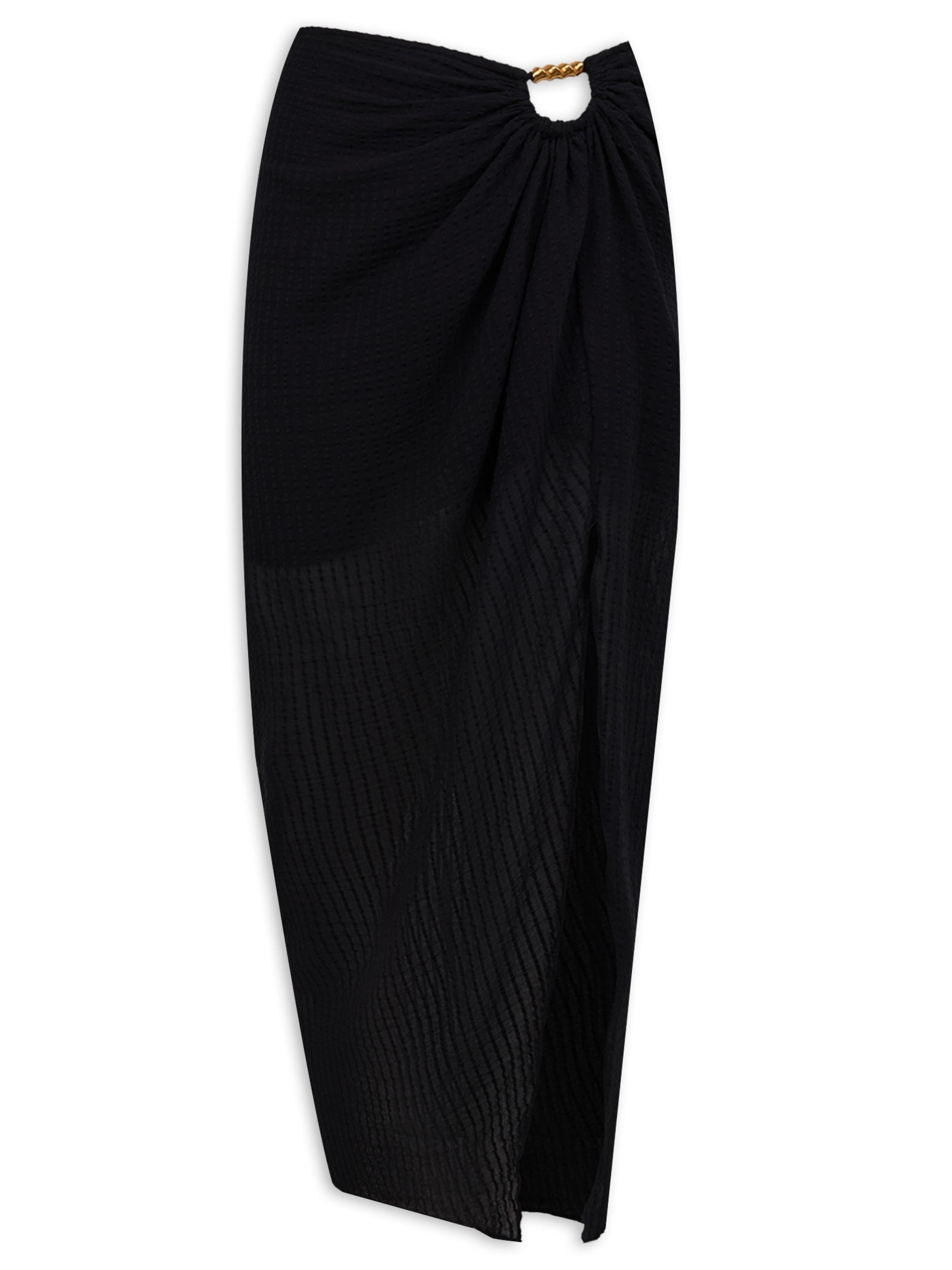 Conjunto Feminino Blusa Sem Manga e Saia Midi Em Tricot - Preto