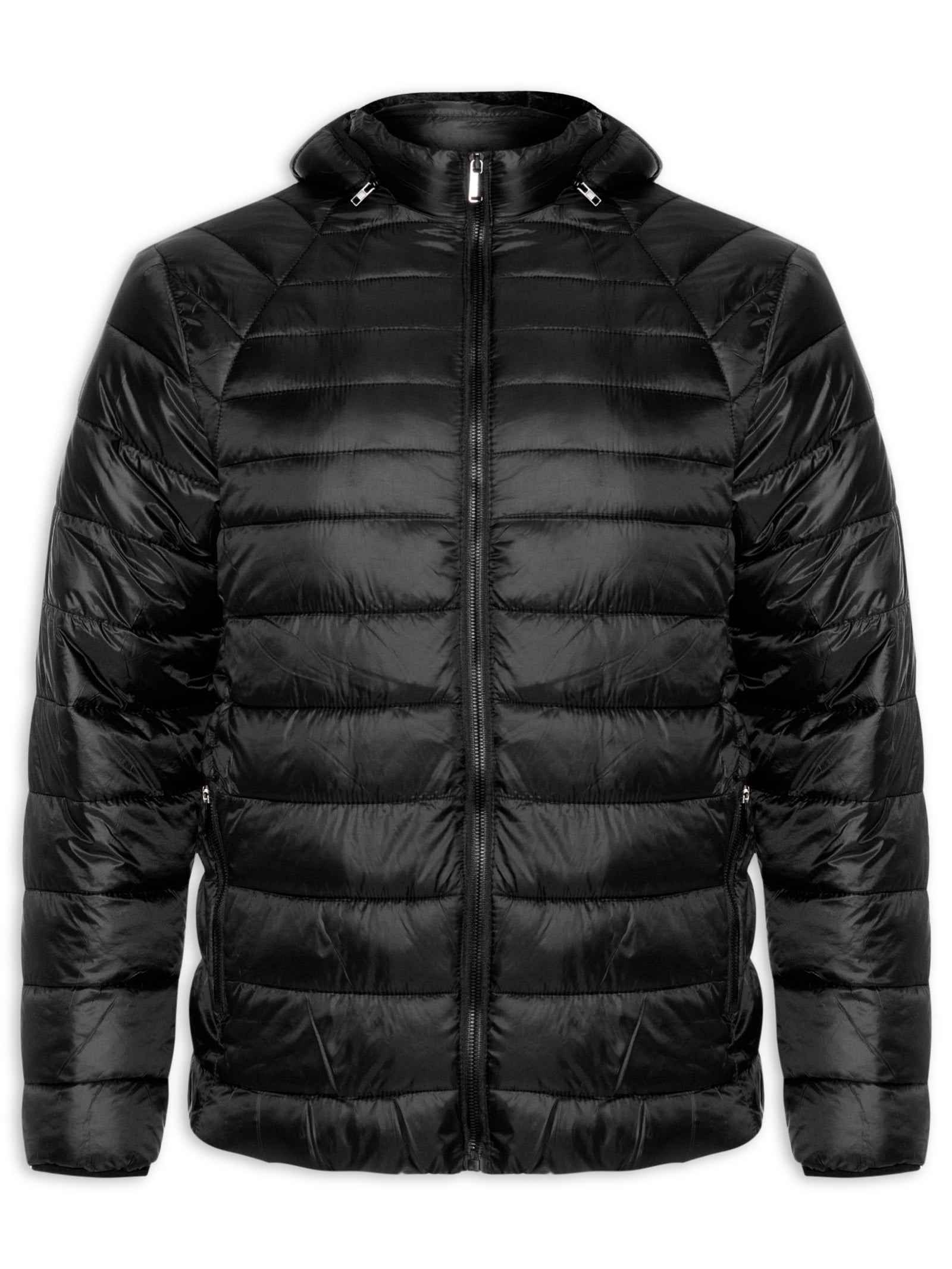 Jaqueta Masculina Puffer Forro Pelúciado Sem Capuz - Preto