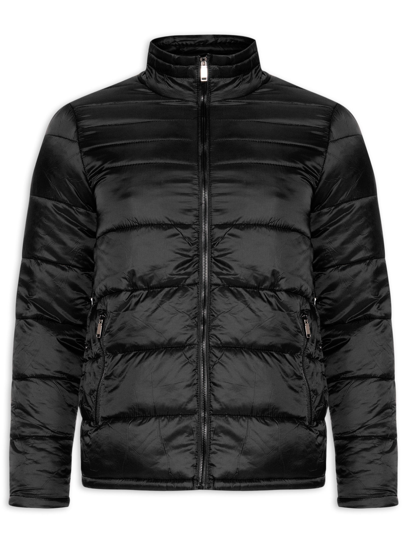 Jaqueta Masculina Puffer Forro Pelúciado Com Capuz - Preto