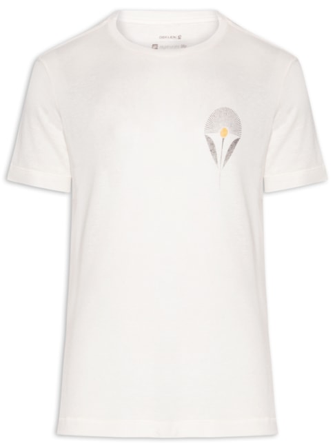 Camiseta Masculina Manga Curta Light Linen Flower Sun - Branco