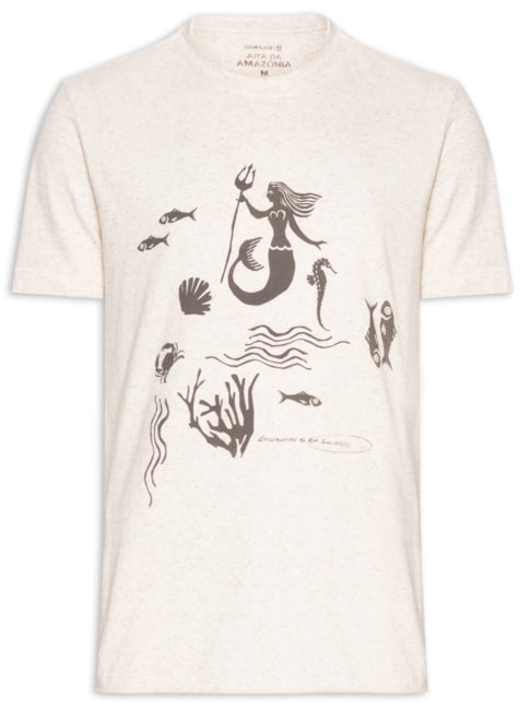 Camiseta Masculina Manga Curta Juta Mermaid - Bege