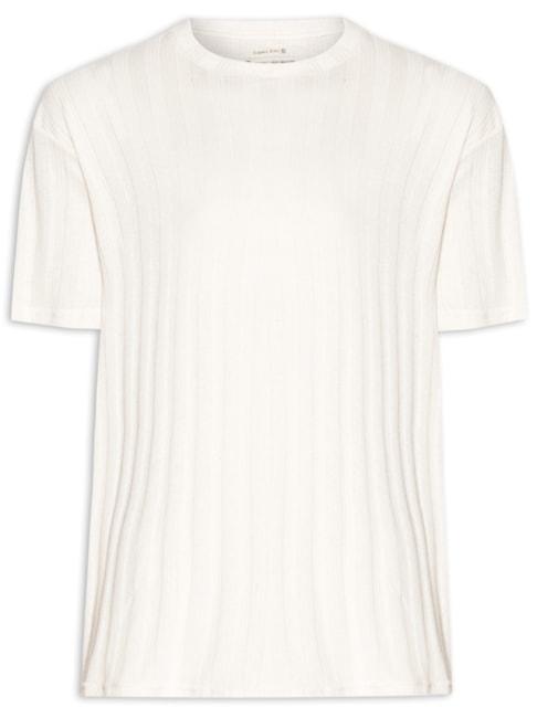 Camiseta Masculina Over Ribbed Rustic Manga Curta - Off White