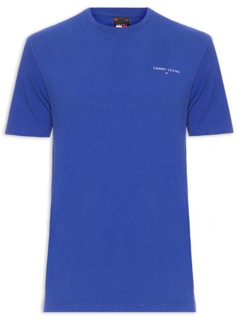 Camiseta Básica Masculina Linear Logo Regular Fit Em Algodão - Azul