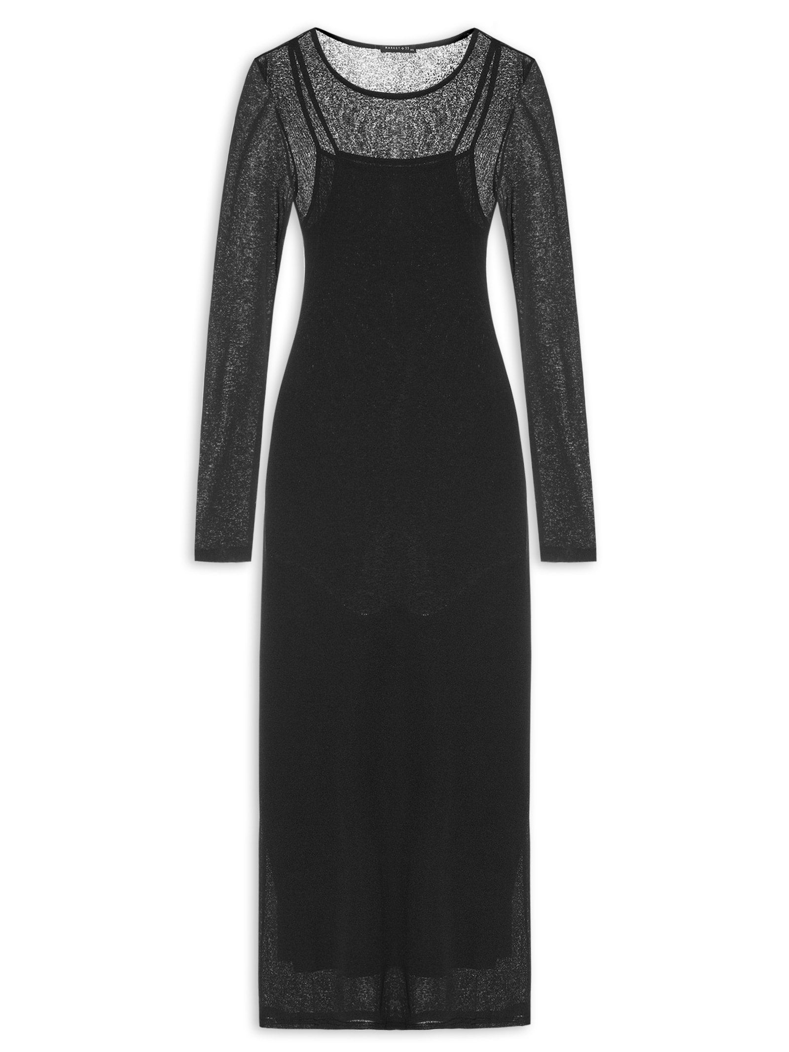 Conjunto Feminino Vestido Midi E Casaco Em Tricot - Preto