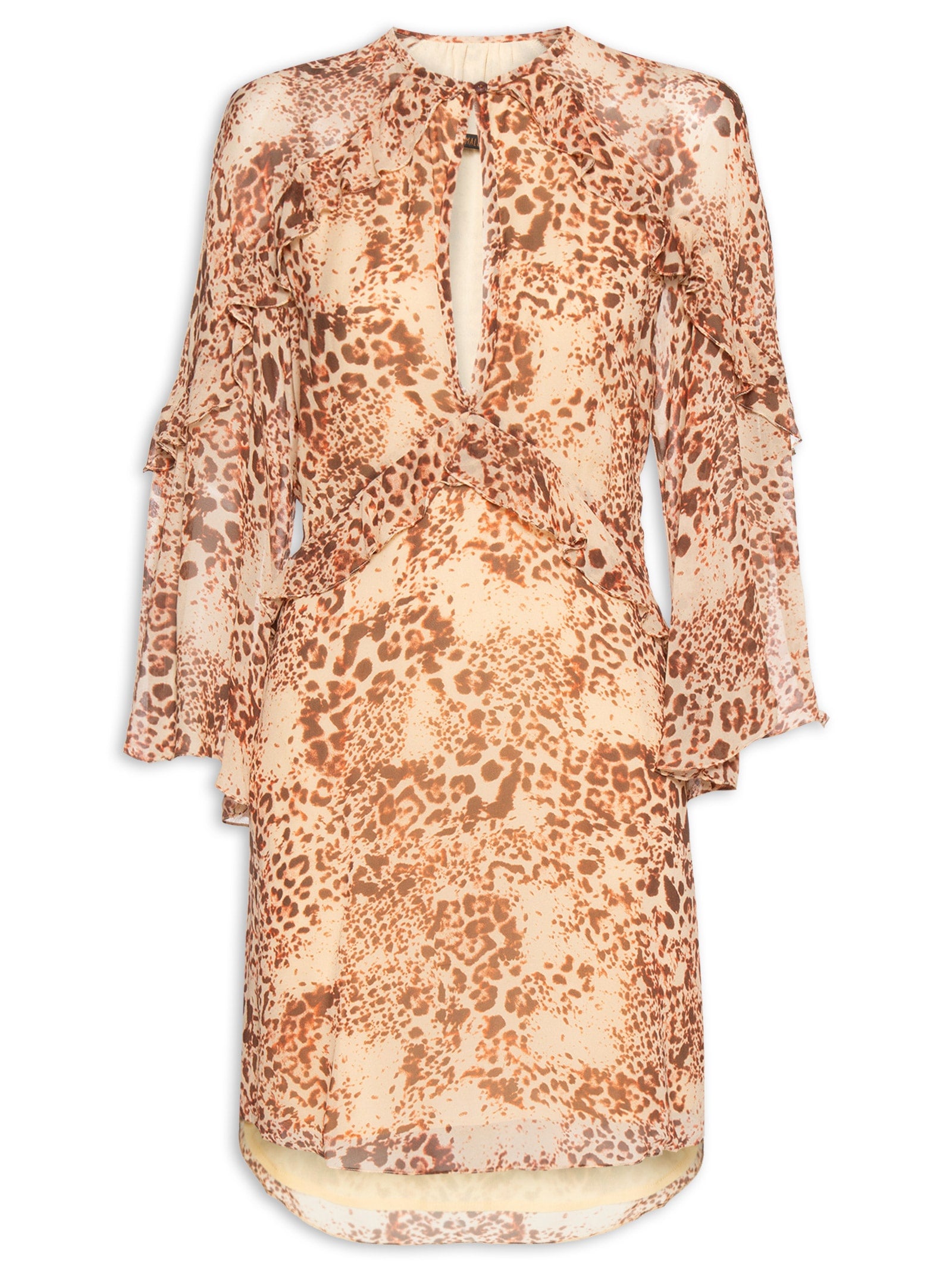 Vestido Curto Babados Onça Suspiro - Animal Print