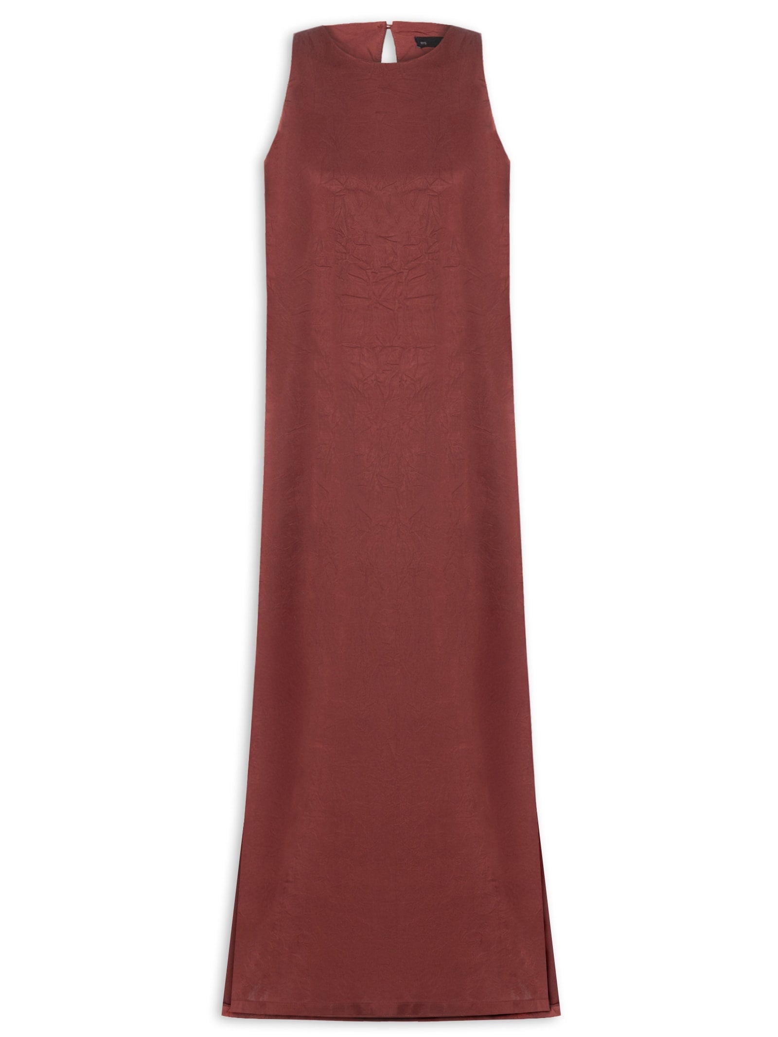 Vestido Longo Com Fenda Lateral - Marrom