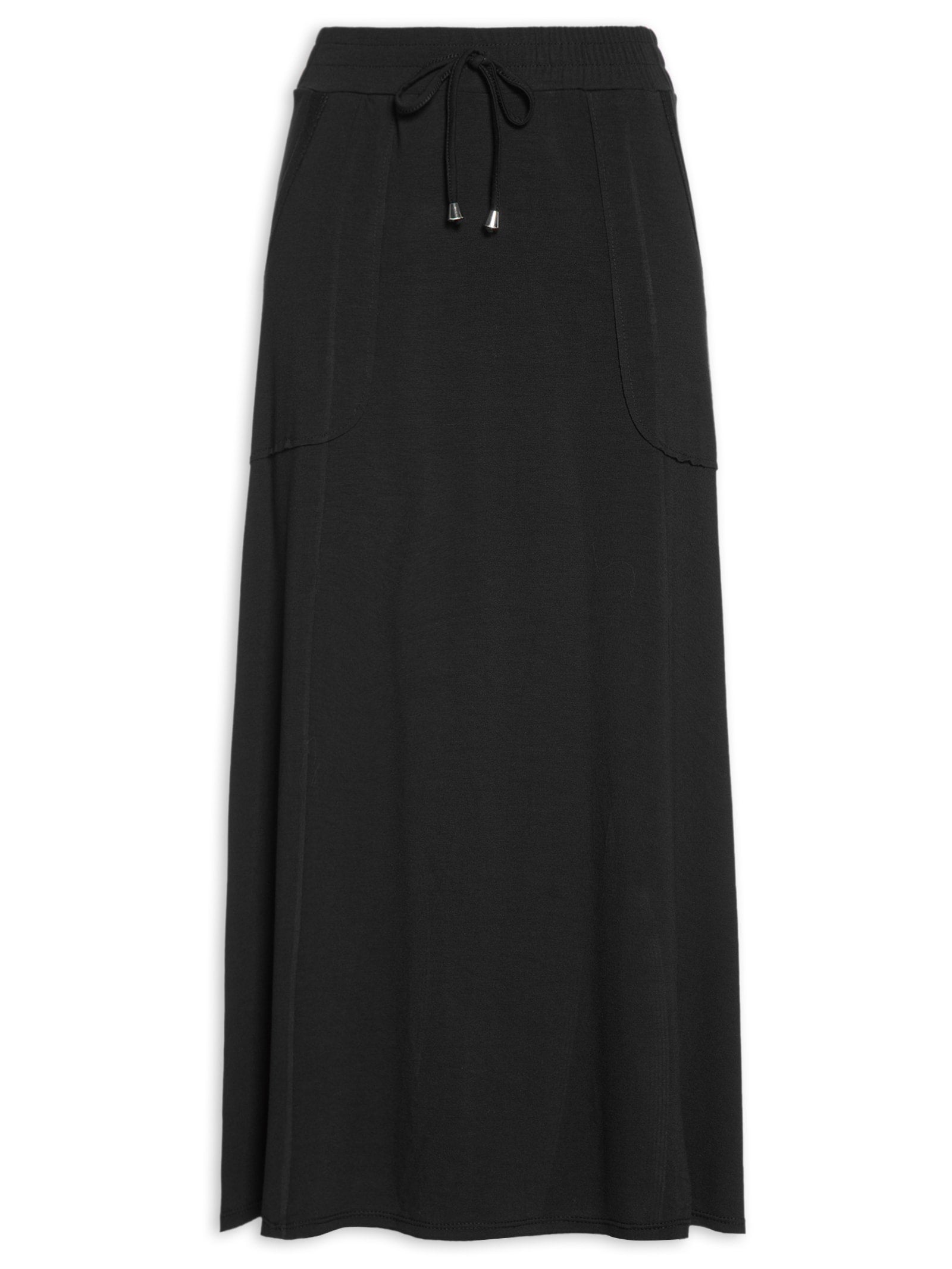 Conjunto Feminino Blusa Sem Manga e Saia Midi Em Tricot - Preto