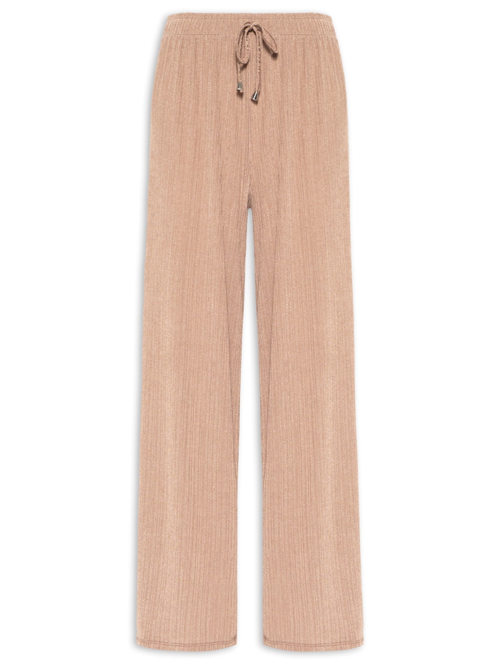 Calça Feminina Carrot Cintura Alta Texturizada - Bege