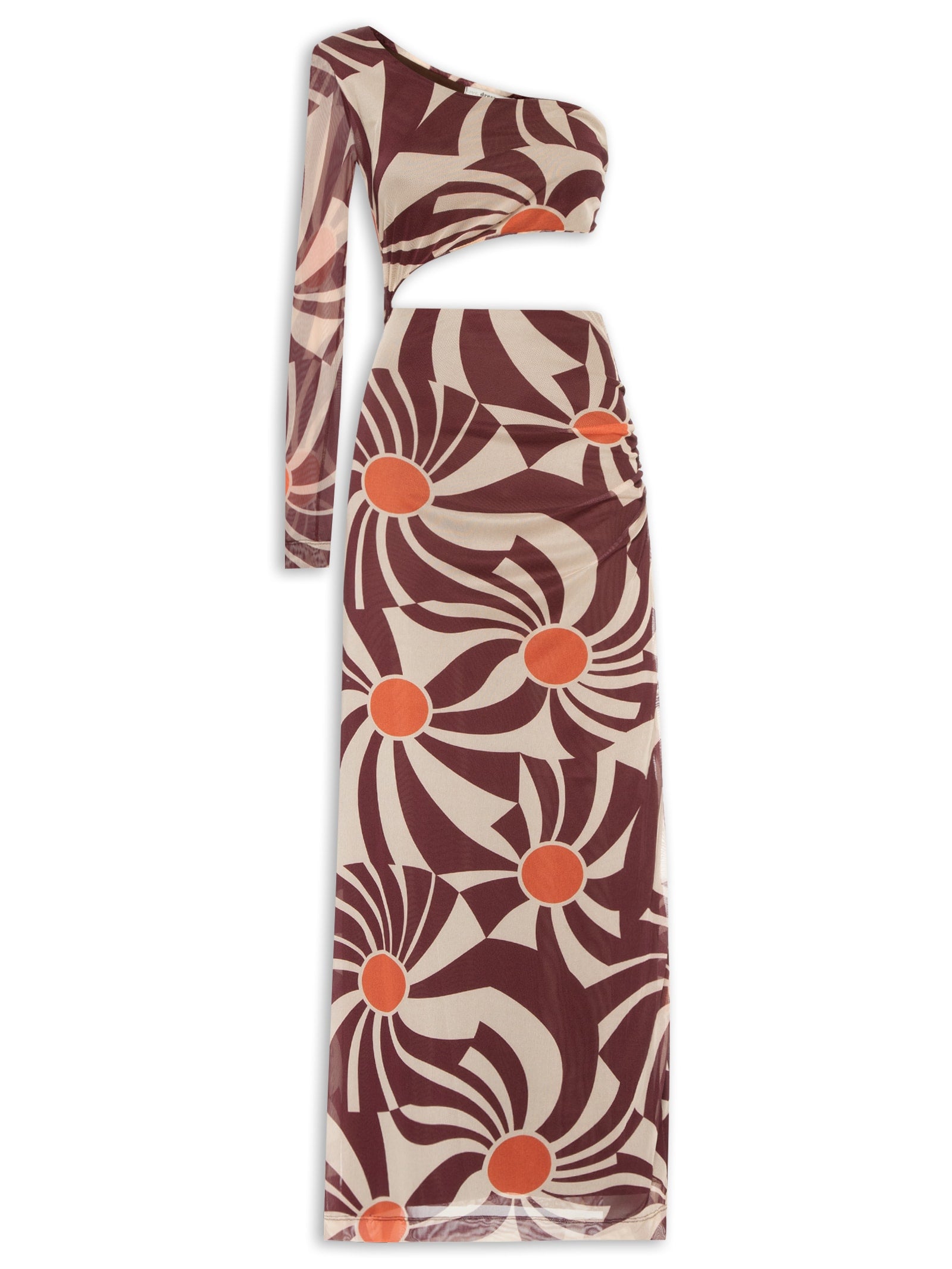 Blusa Feminina Franzida Tule Estampa Mormaço - Marrom