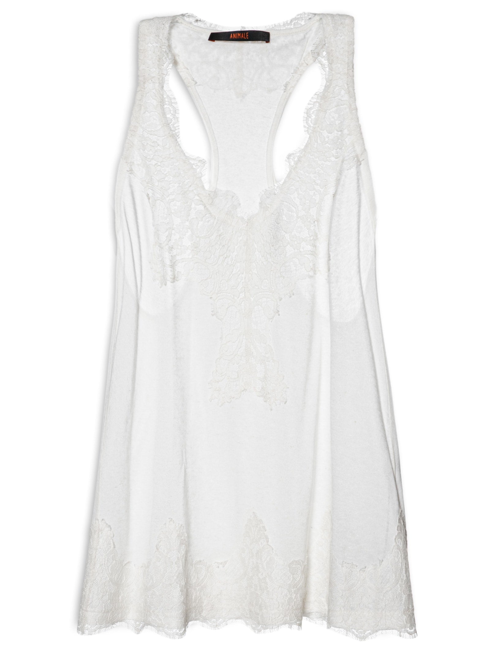 Blusa Feminina Assimétrica Com Gola Alta Em Renda - Off White