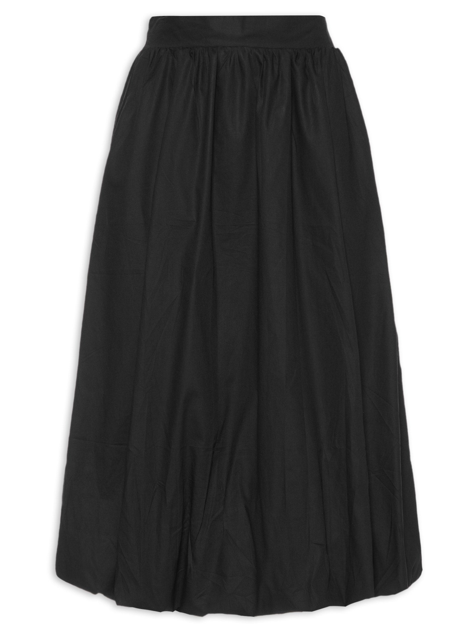 Saia Midi Algodão Balonê - Preto