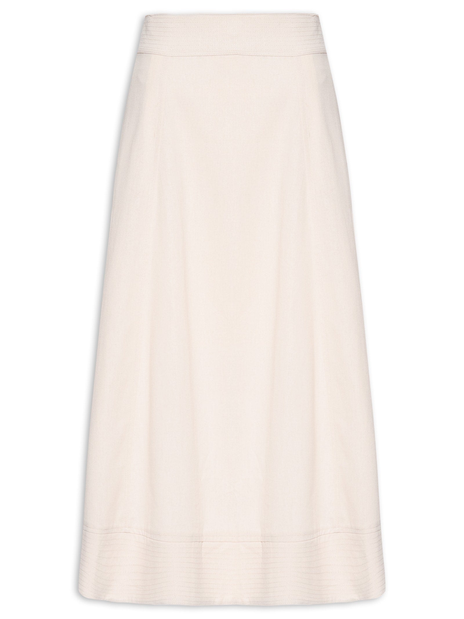 Conjunto Feminino Blusa Sem Alça E Saia Midi - Off White