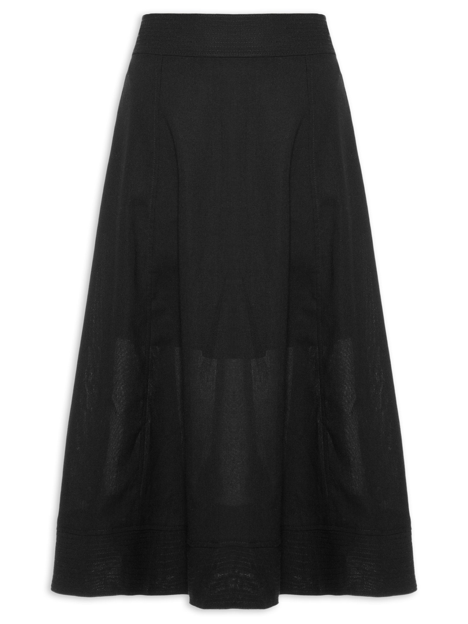 Conjunto Feminino Blusa Sem Manga e Saia Midi Em Tricot - Preto