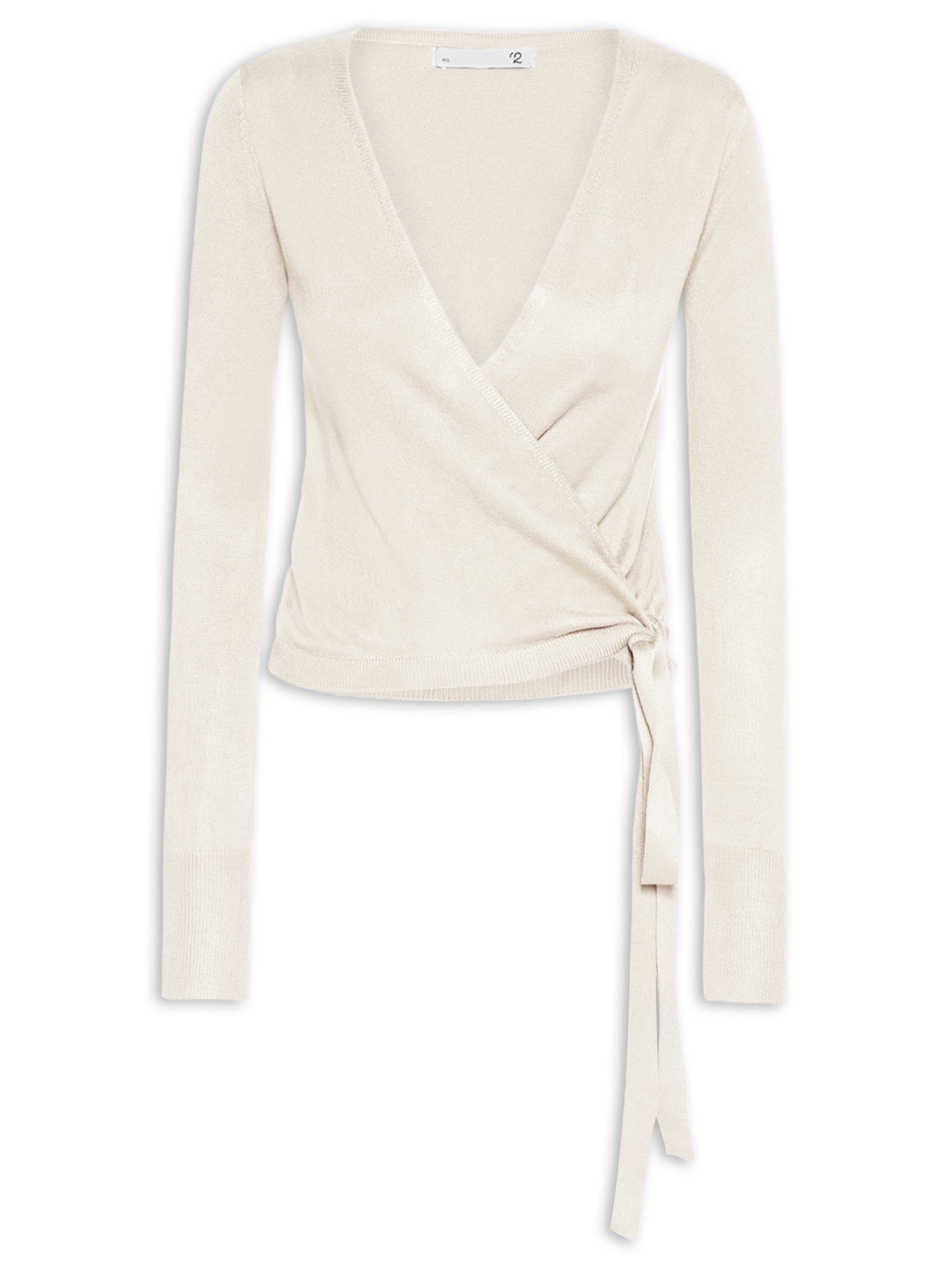 Blusa Feminina Cropped Em Tricot Com Manga Longa - Off White