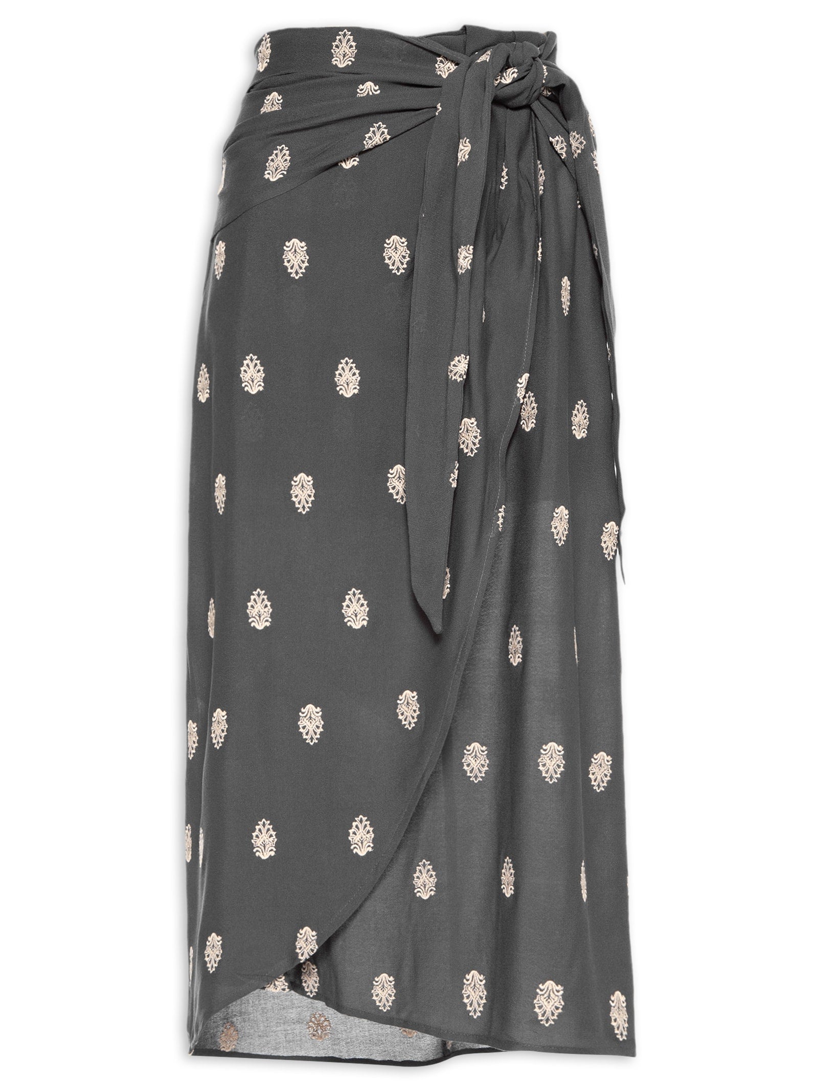 Saia Curta Pala Bordado - Cinza