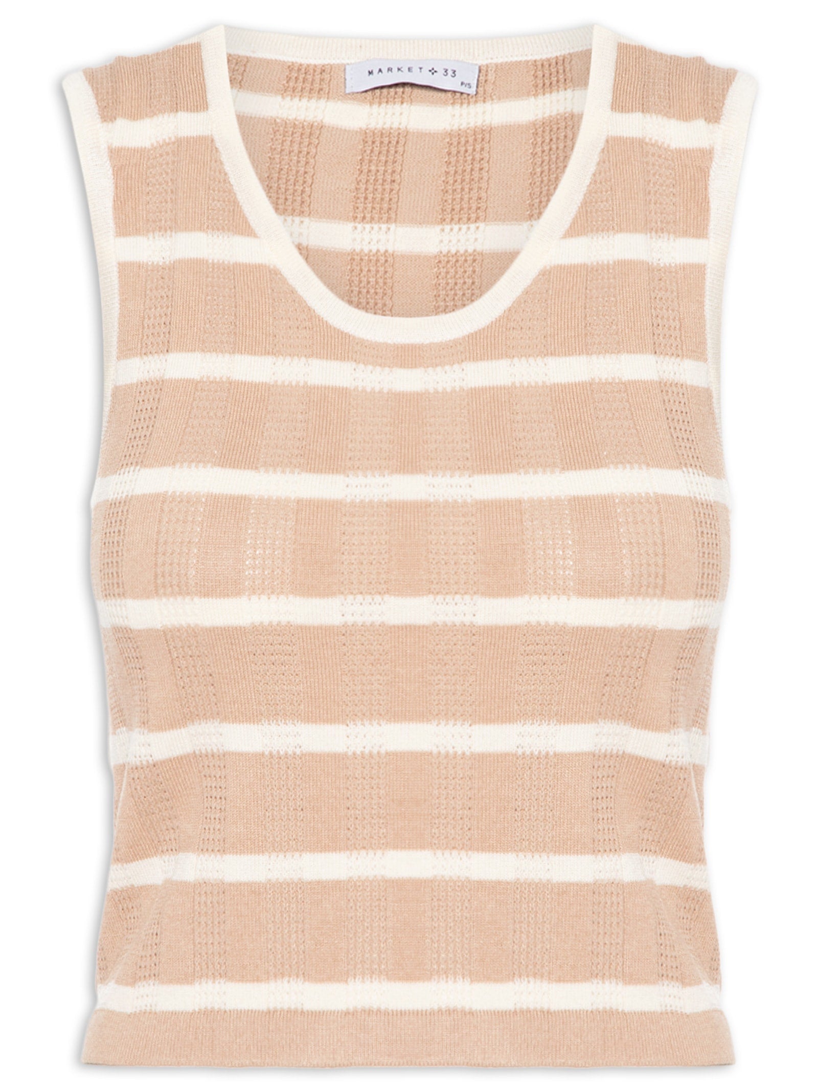 Blusa Feminina Regata Alcinha Tricot - Bege